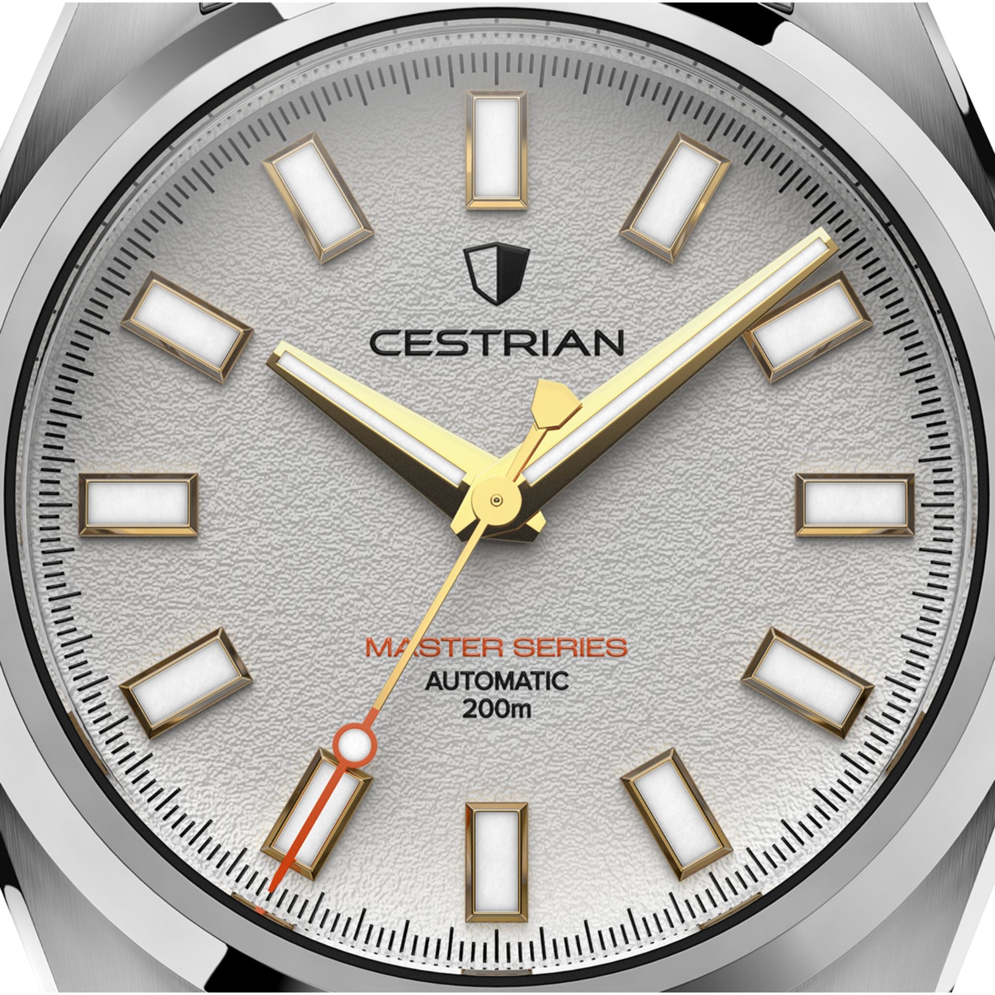 Cestrian Master Series V3 White Textured Dial Steel Bracelet Automatic Men's Watch CM-WG001