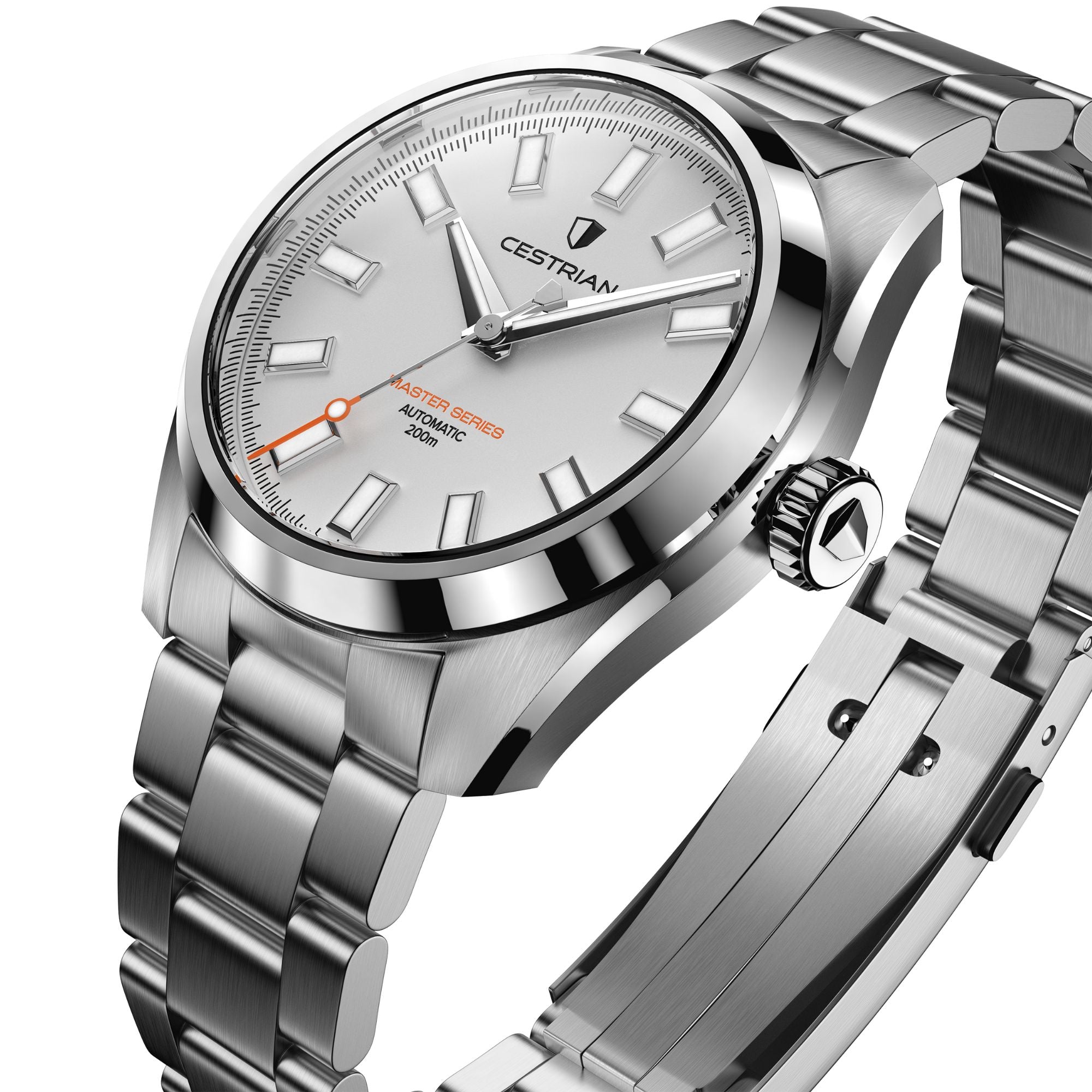 Cestrian Master Series V3 White Dial Steel Bracelet Automatic Men's Watch CM-WT001