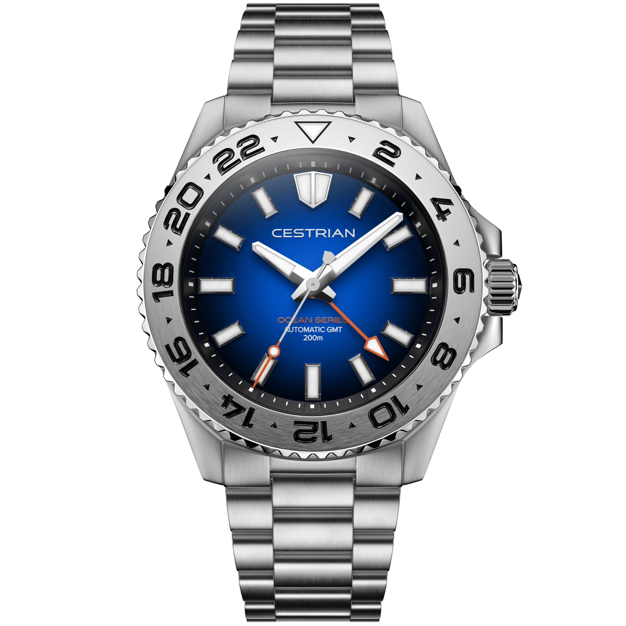 Cestrian Ocean Series Blue Fumé Dial Steel Bracelet Automatic GMT Men's Watch CO-BBS001