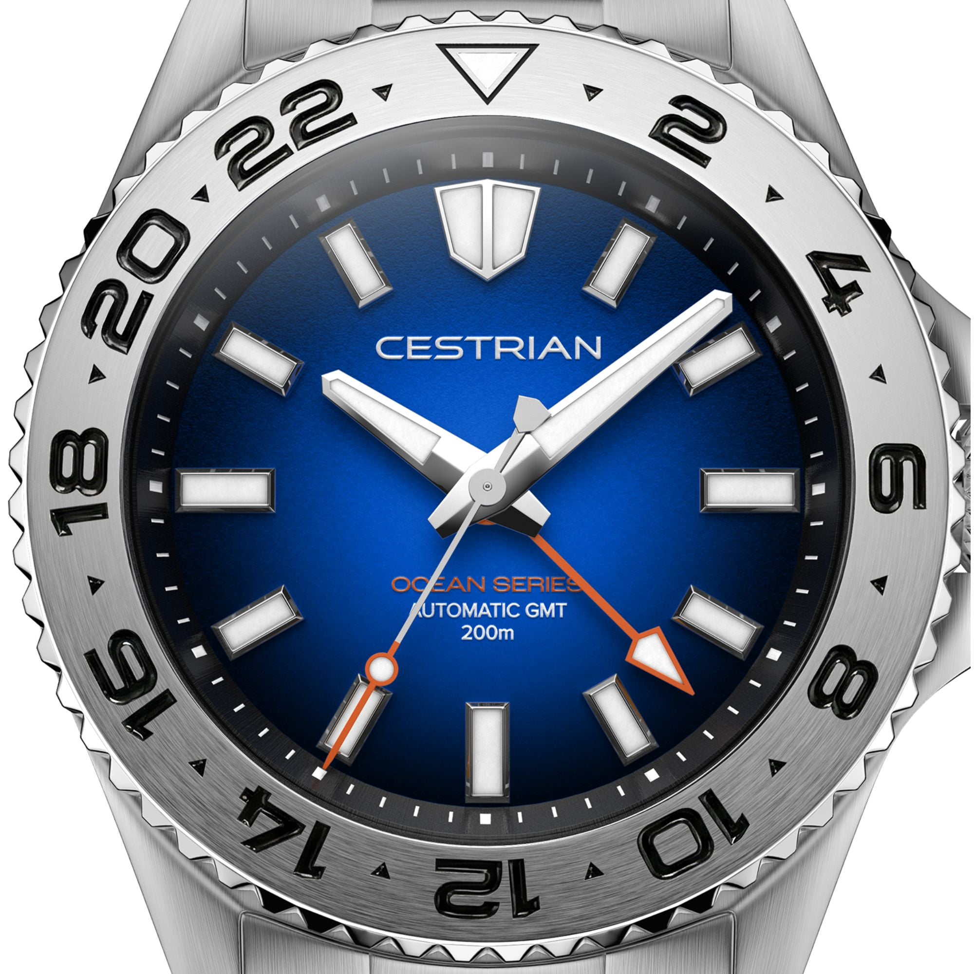Cestrian Ocean Series Blue Fumé Dial Silicone Strap Automatic GMT Men's Watch CO-BBS002