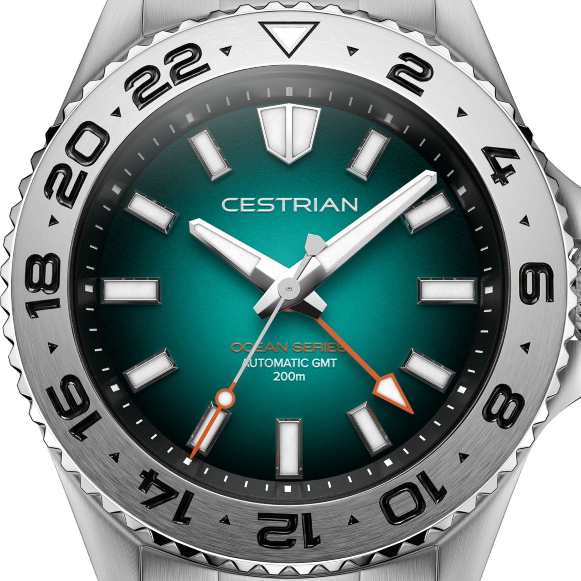 Cestrian Ocean Series Green Fumé Dial Steel Bracelet Automatic GMT Men's Watch CO-BGS001