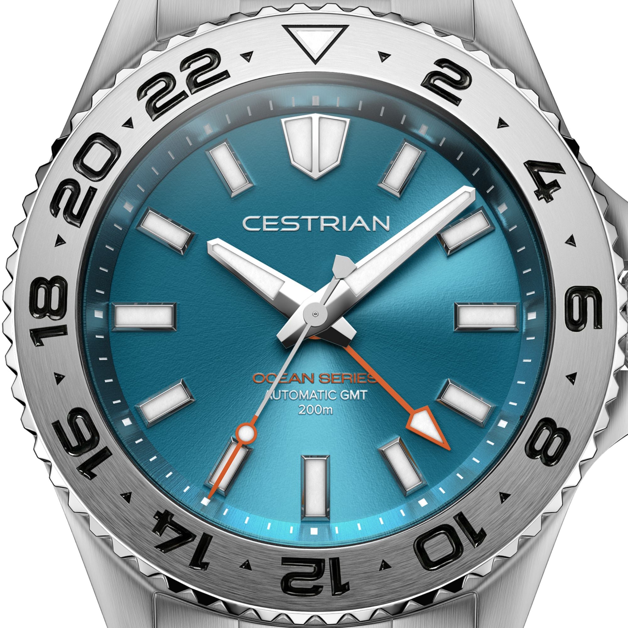 Cestrian Ocean Series Tropical Blue Dial Silicone Strap Automatic GMT Men's Watch CO-TBS002