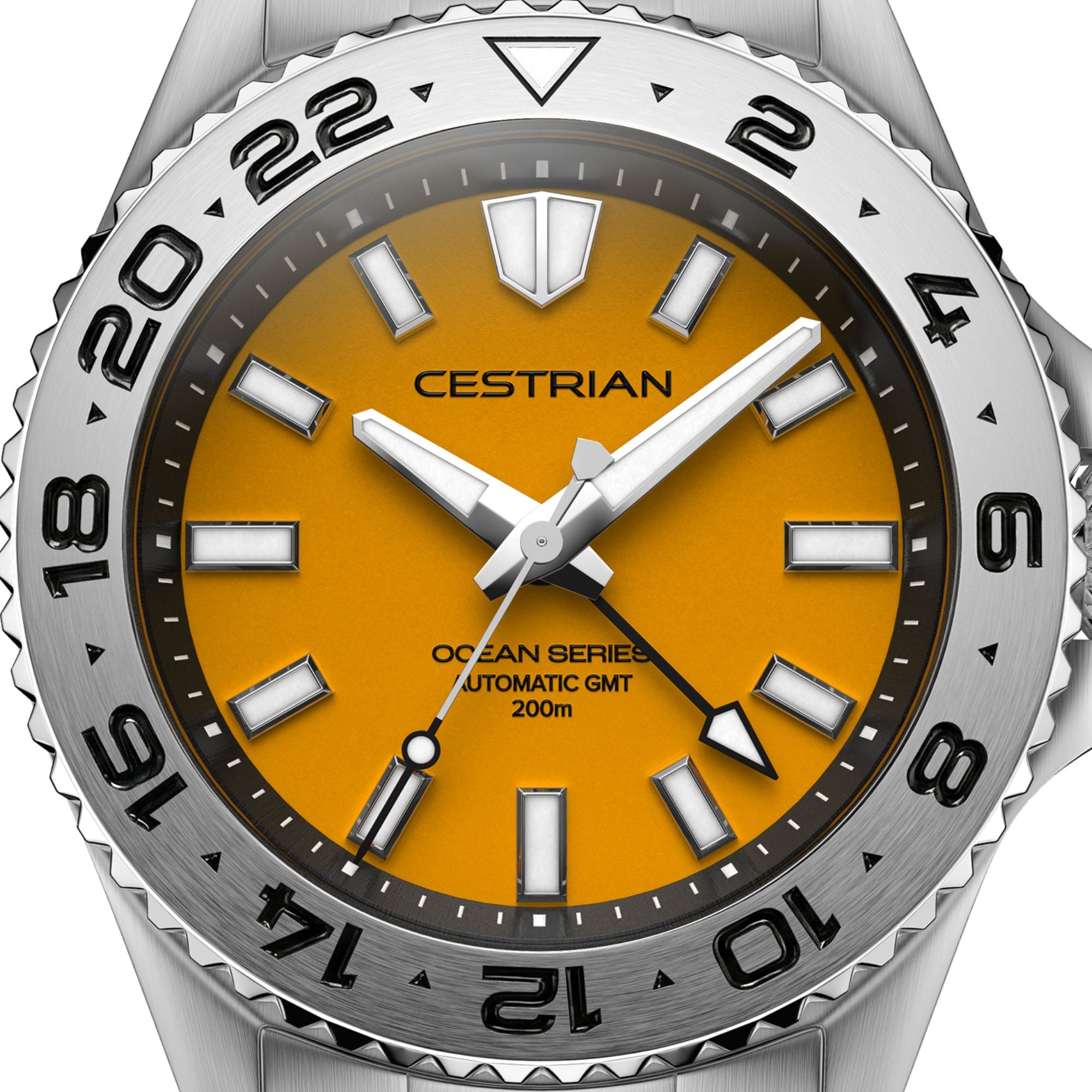 Cestrian Ocean Series Yellow Dial Steel Bracelet Automatic GMT Men's Watch CO-YLS001