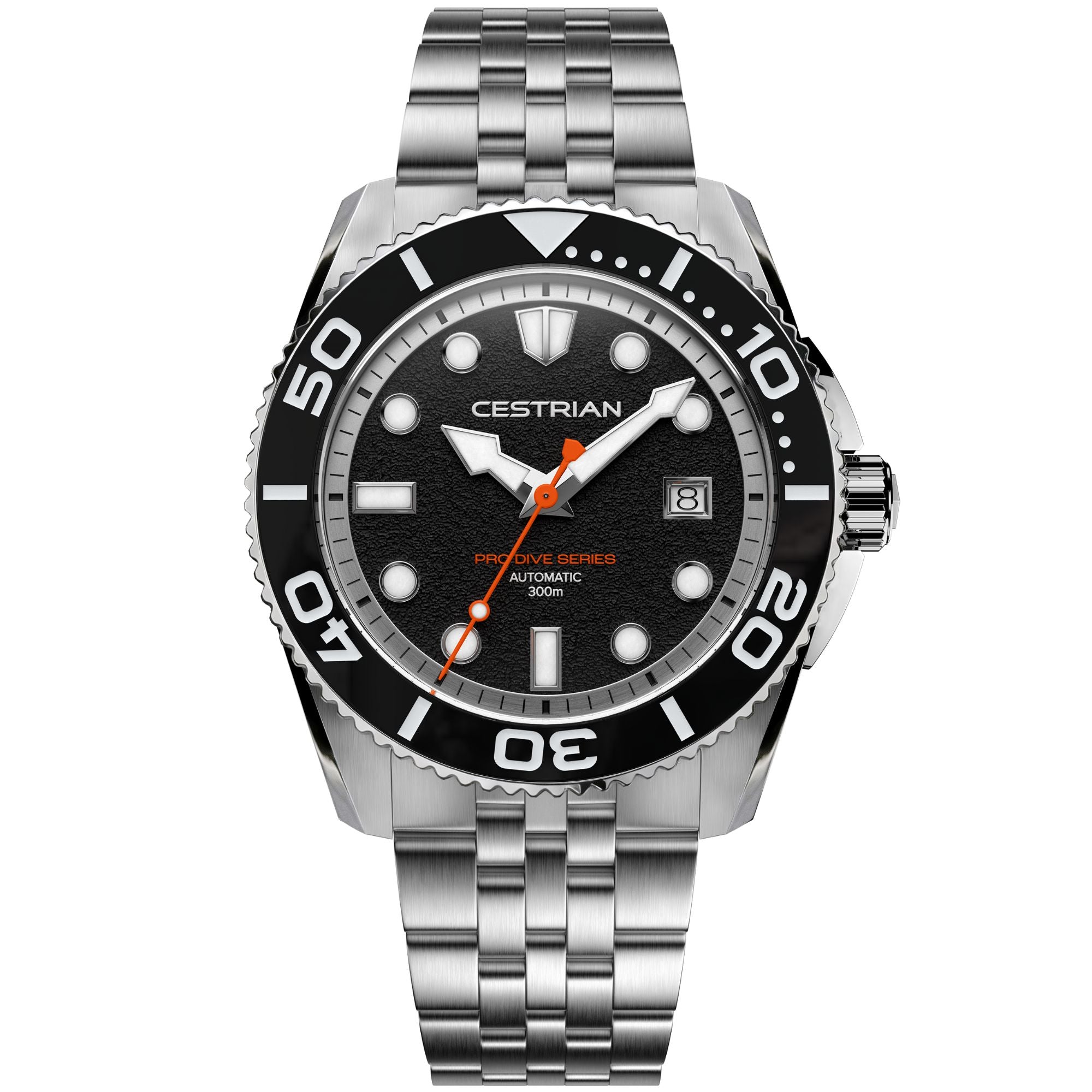 Cestrian Pro Dive Series Black Dial Steel Bracelet Automatic 300m Men's Watch CP-BKB001