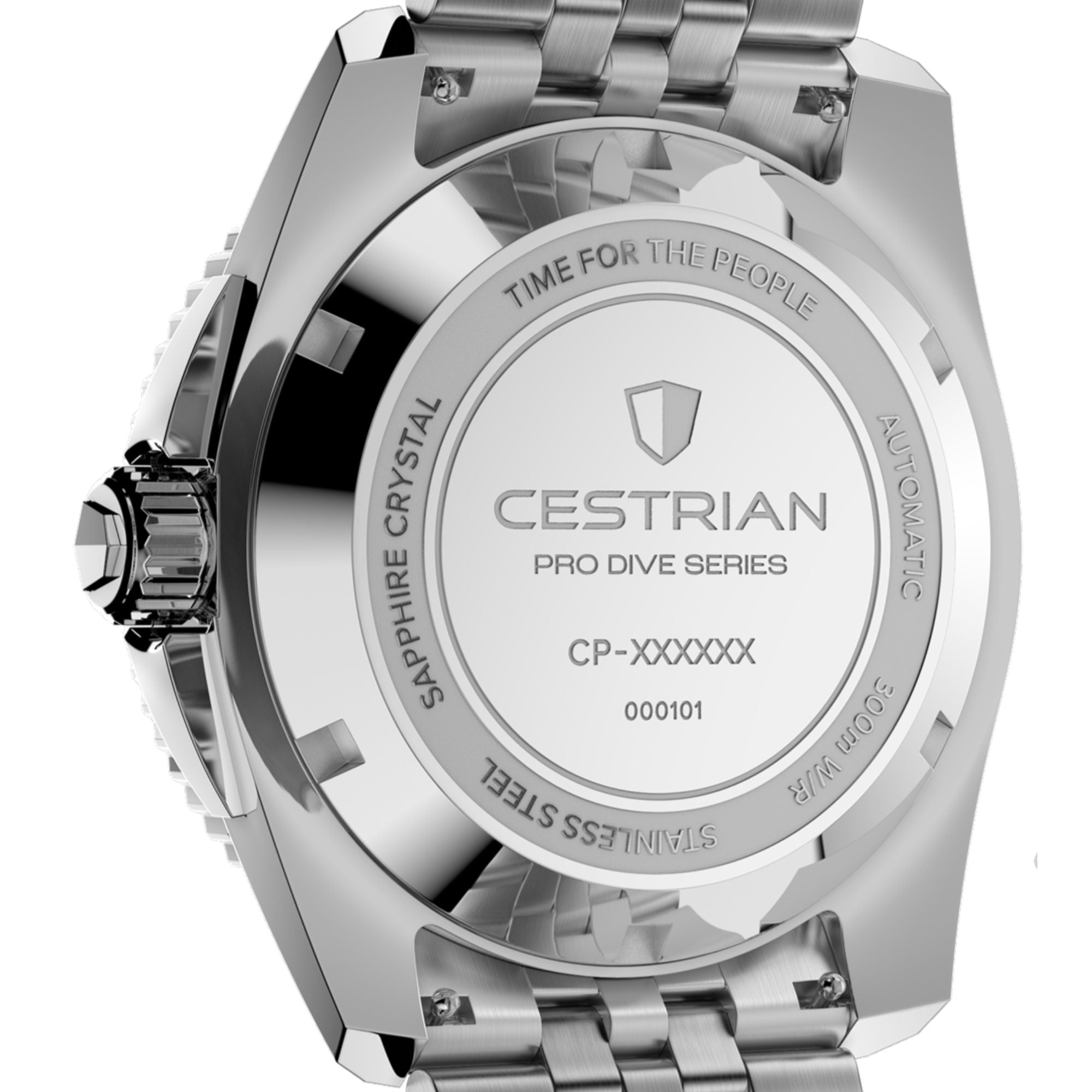 Cestrian Pro Dive Series White Dial Silicone Strap Automatic 300m Men's Watch CP-WTB002