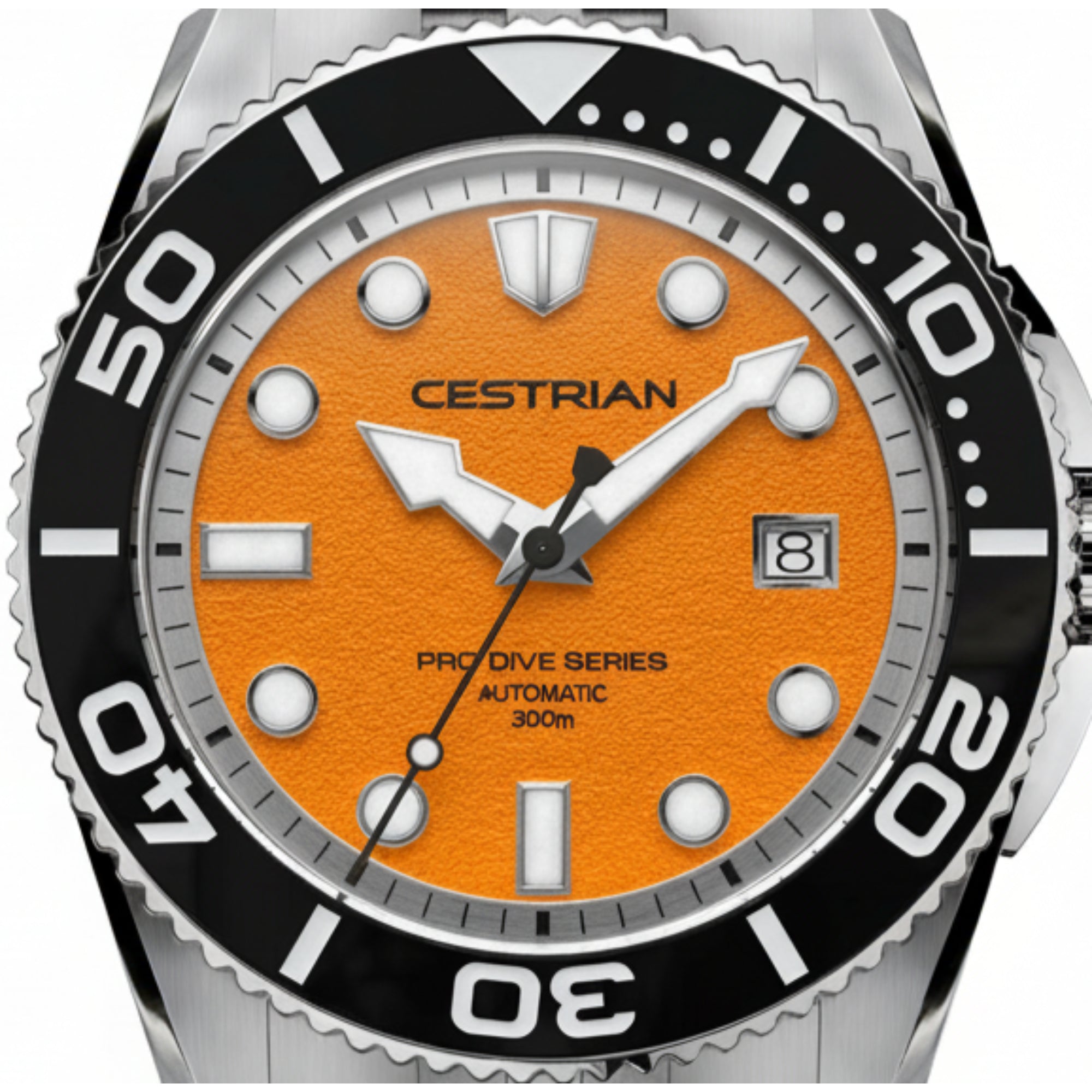 Cestrian Pro Dive Series Orange Dial Silicone Strap Automatic 300m Men's Watch CP-ORB002