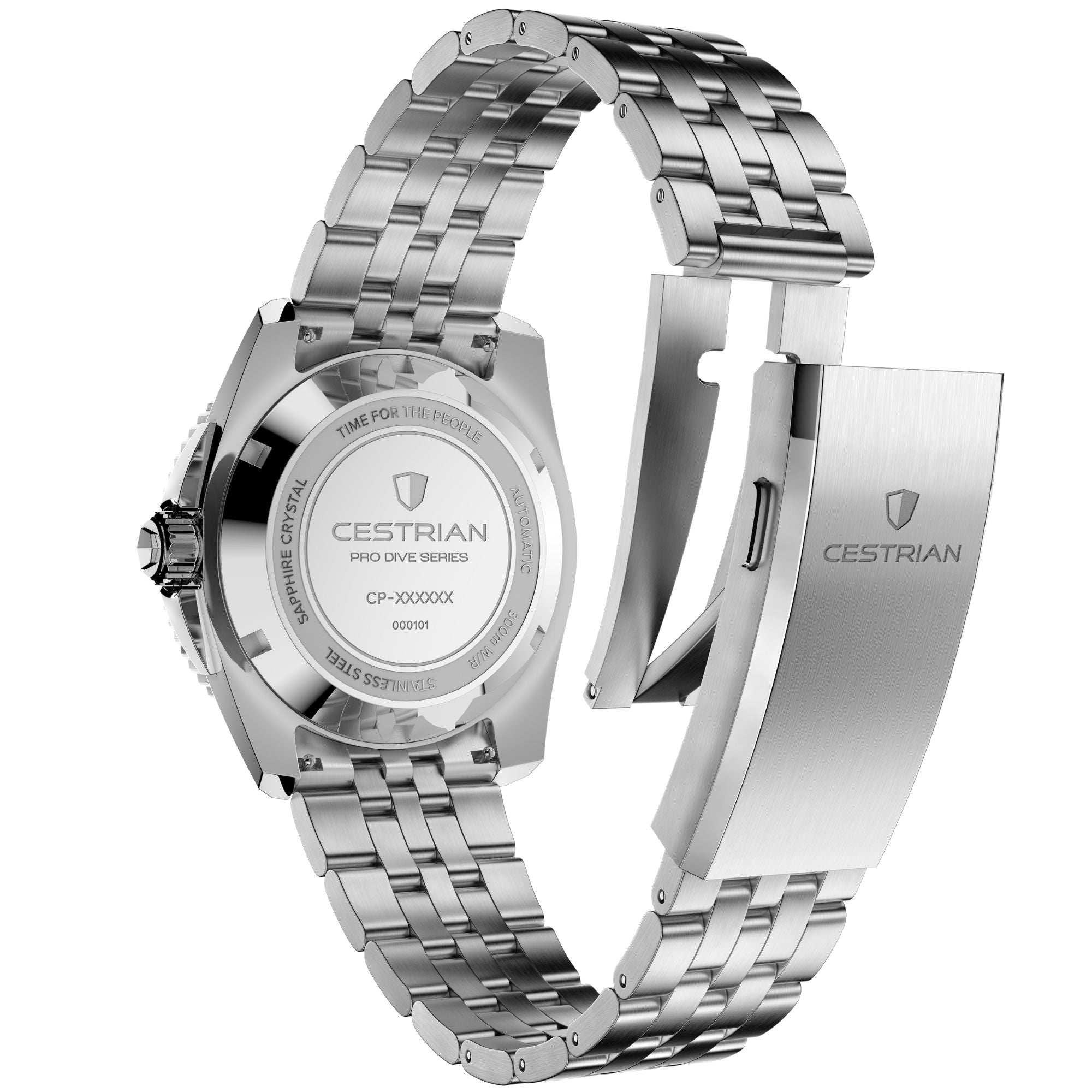 Cestrian Pro Dive Series White Dial Steel Bracelet Automatic 300m Men's Watch CP-WTB001