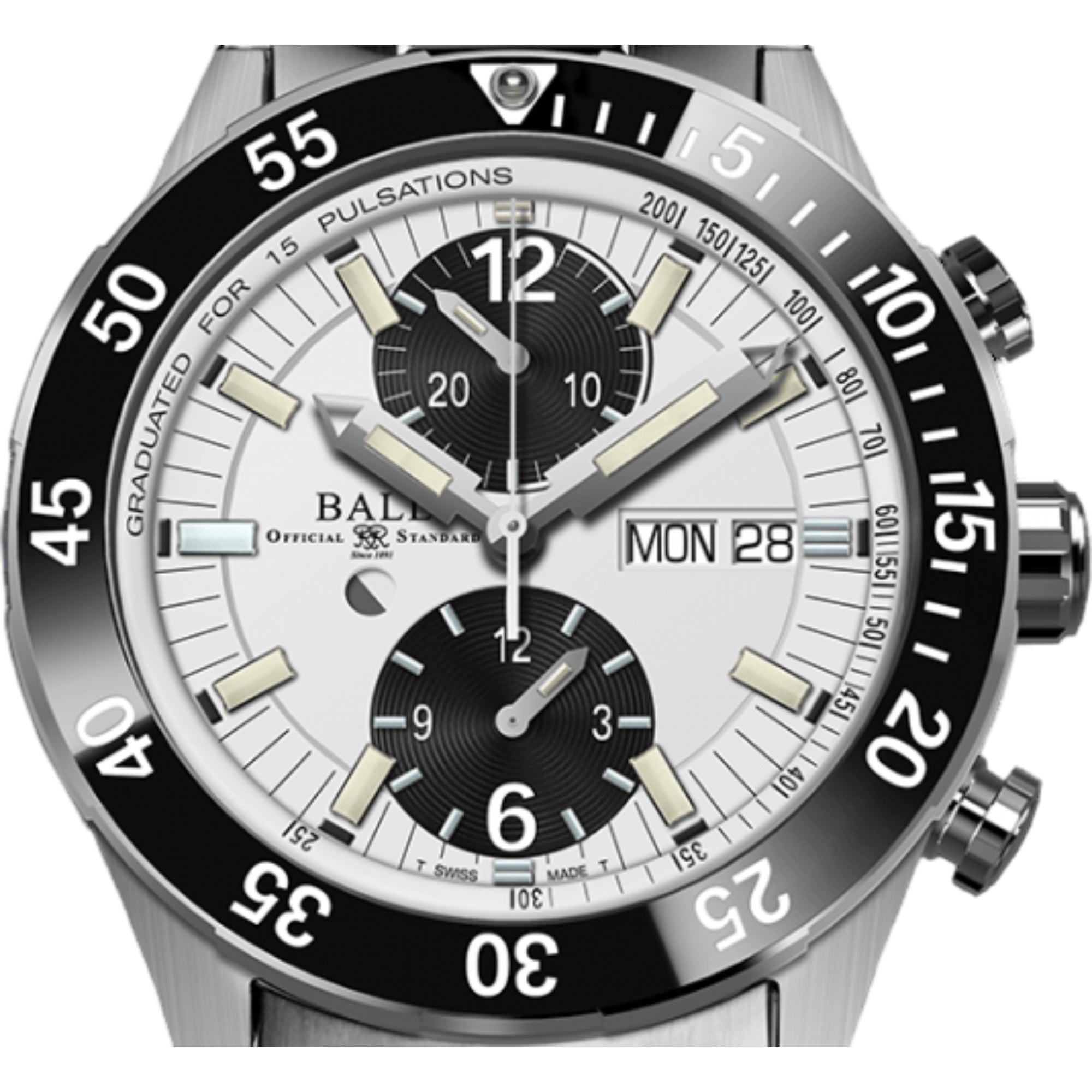 BALL Roadmaster Rescue Limited Edition Chronograph White Dial Steel Strap Men's Watch DC3030C-S-WHBK