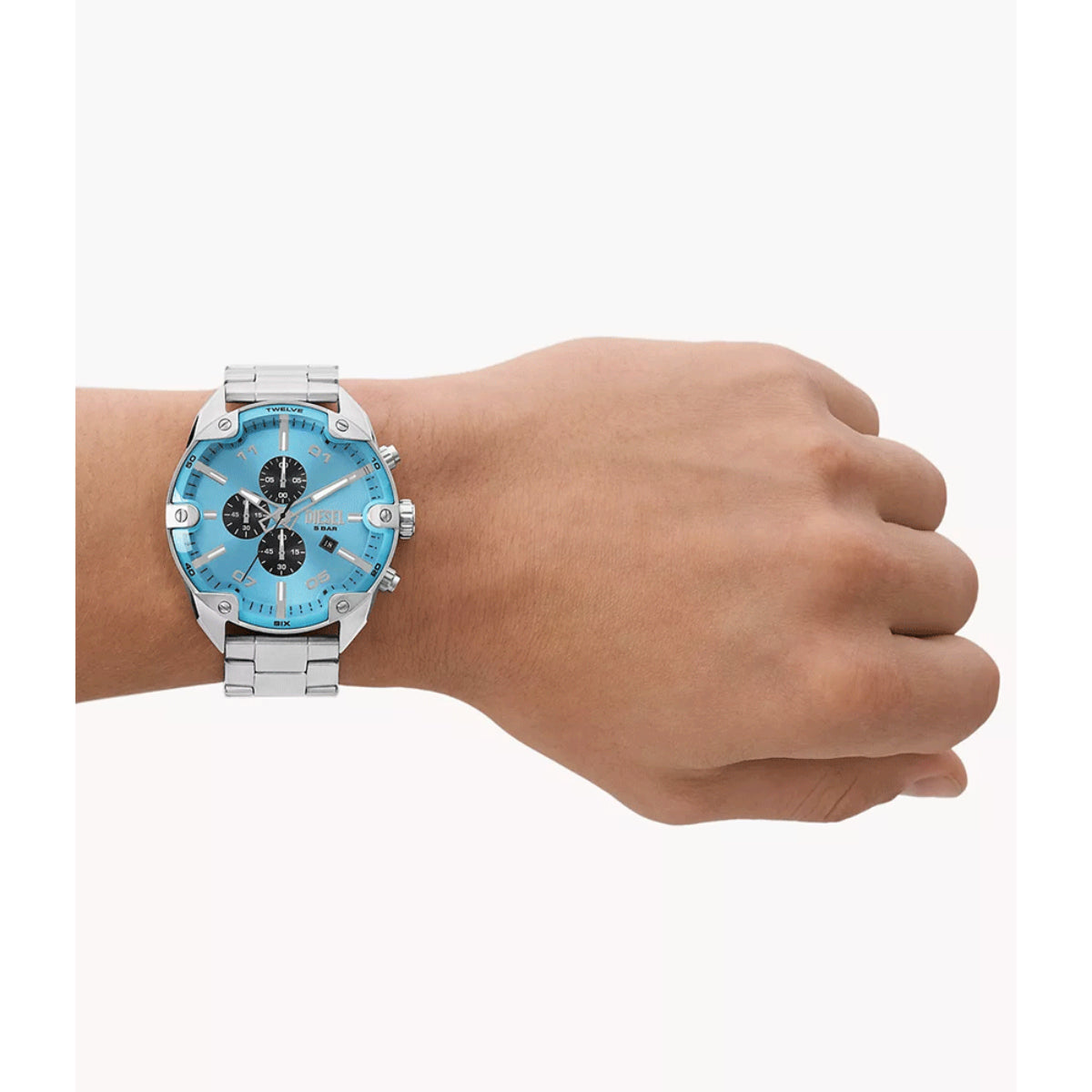 Diesel Spiked Chronograph Stainless Steel Blue Dial Men's Watch DZ4655