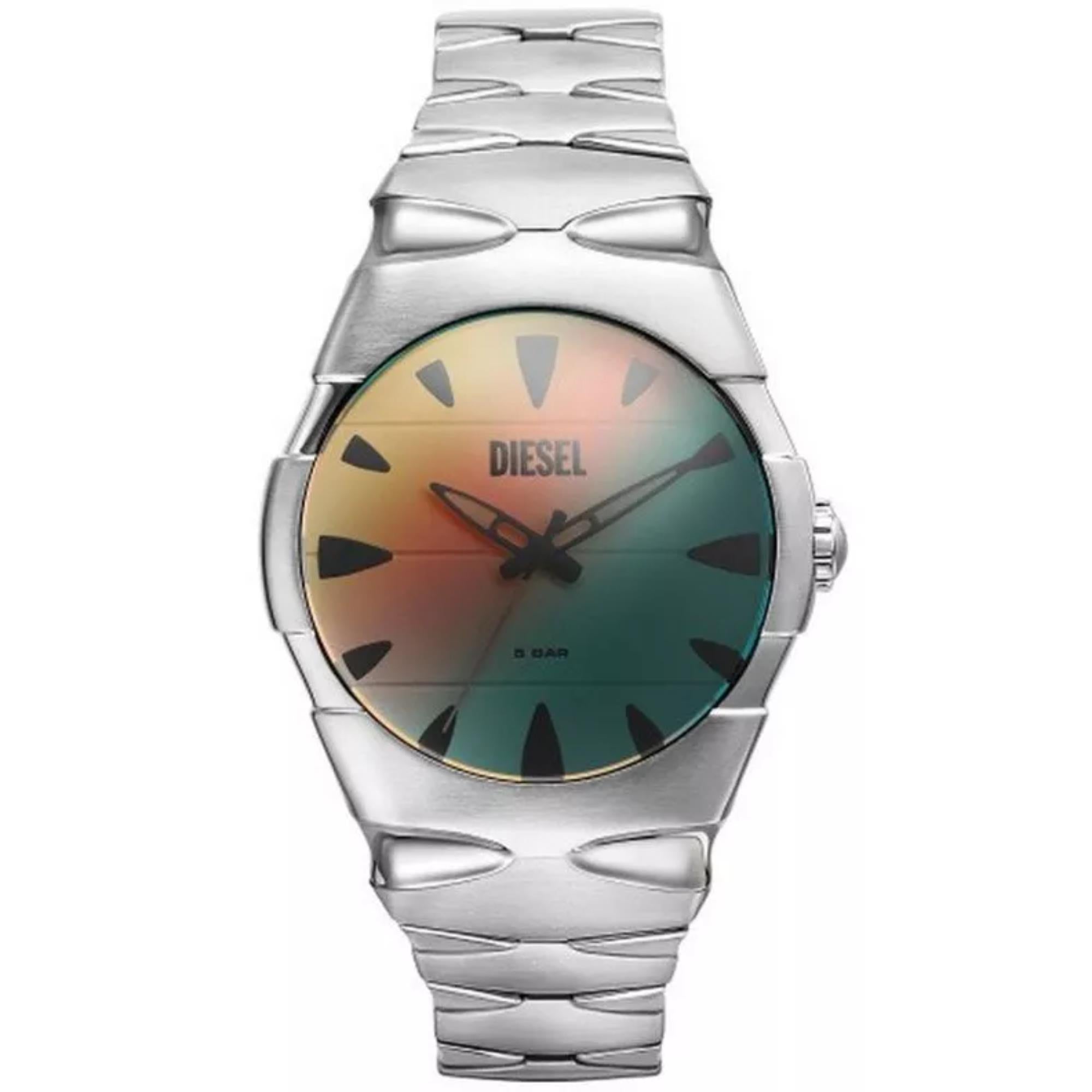 Diesel D-Sruptor Three-Hand Silver Dial Steel Strap Unisex Watch DZ2212