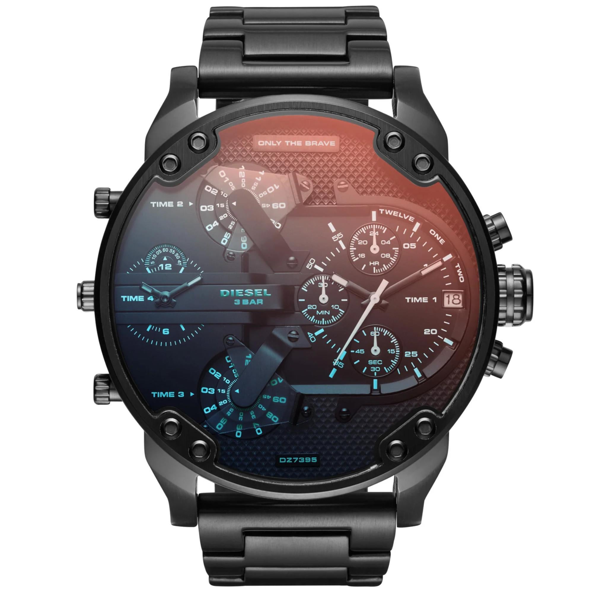 Diesel Mr.Daddy 2.0 Chronograph Black Dial Steel Strap Watch DZ7395