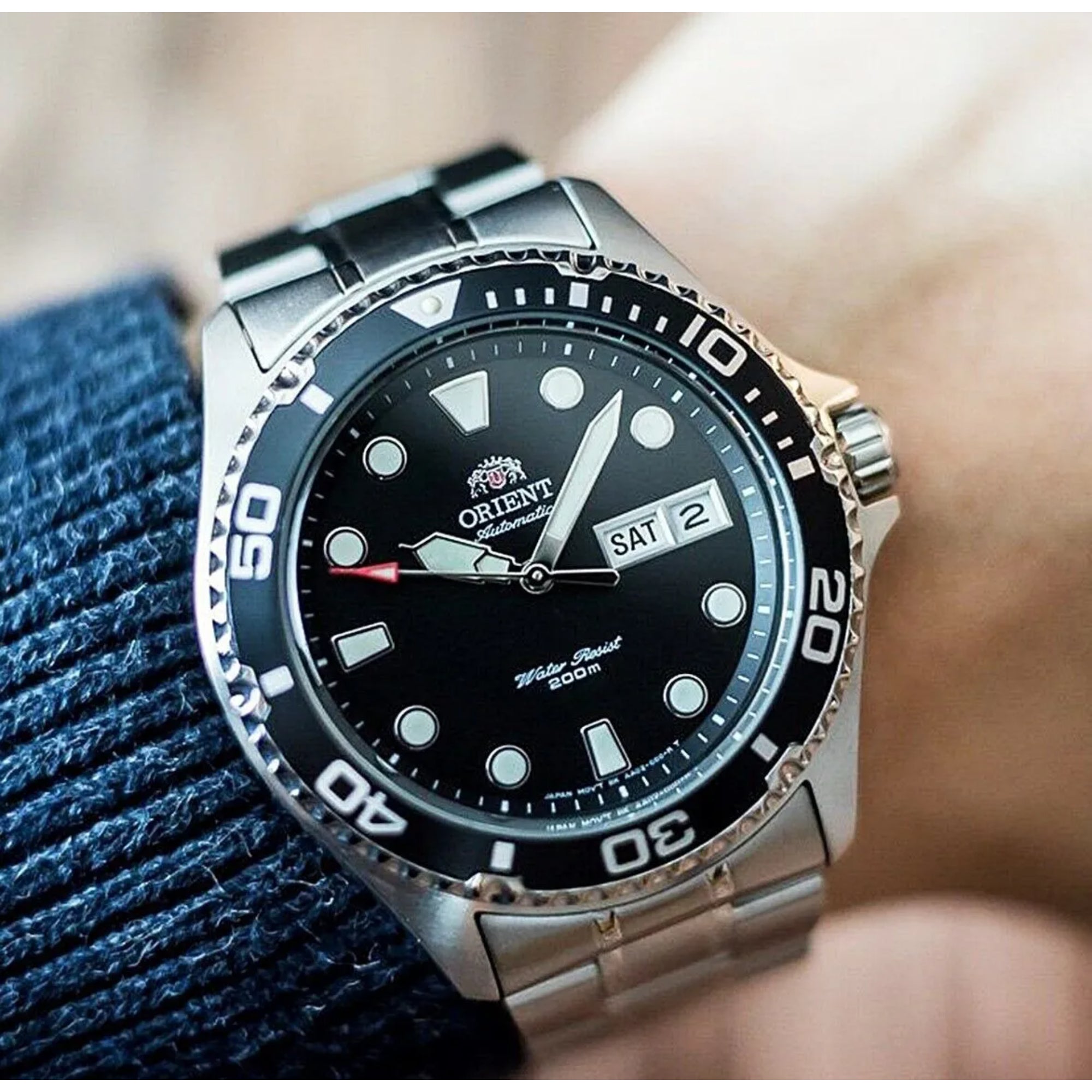 Orient Mako Ray II Automatic Black Dial Steel Strap Men's Dive Watch TAA02004B9