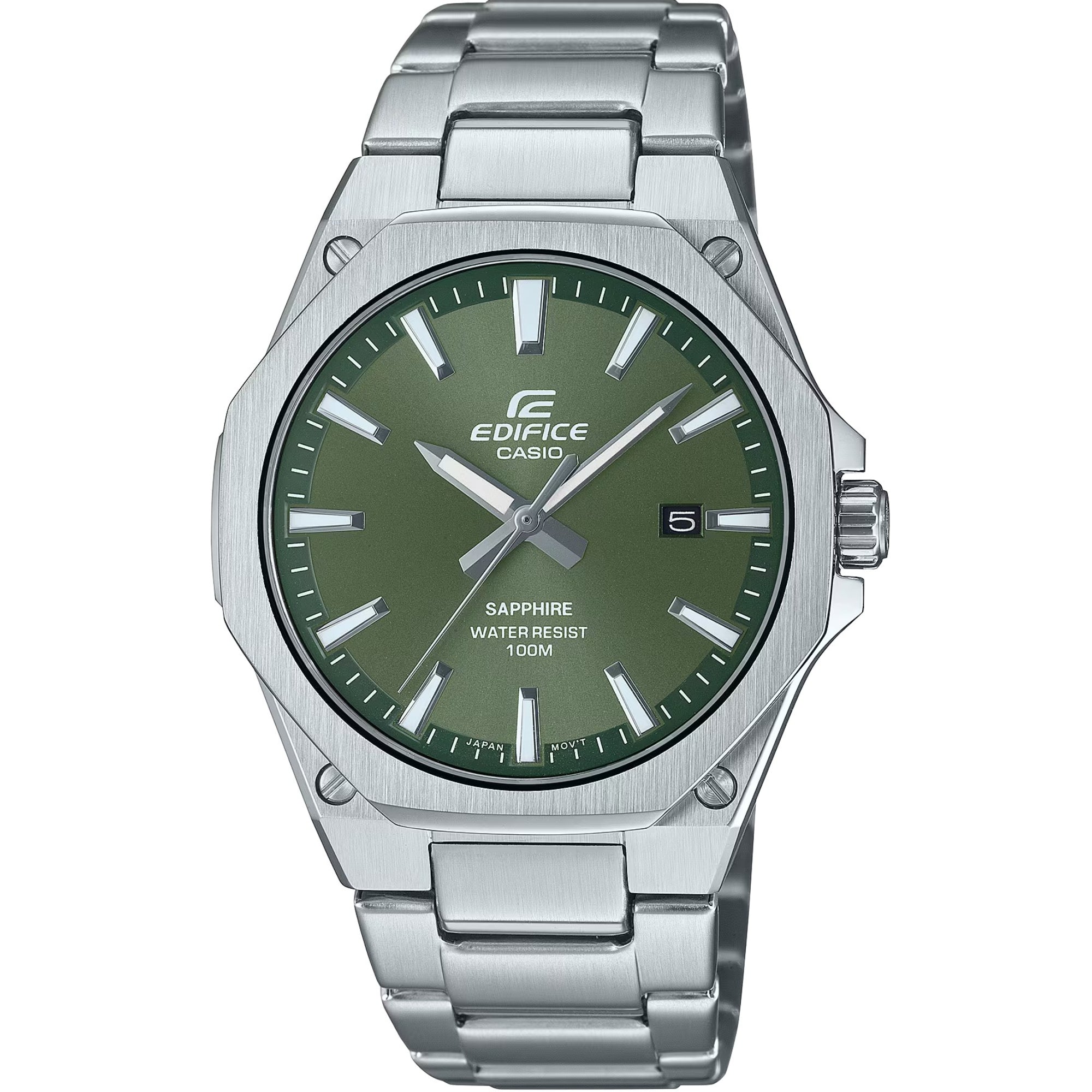Casio Edifice Slim Analogue Green Dial Stainless Steel Bracelet Men's Watch EFR-S108D-3AVUEF