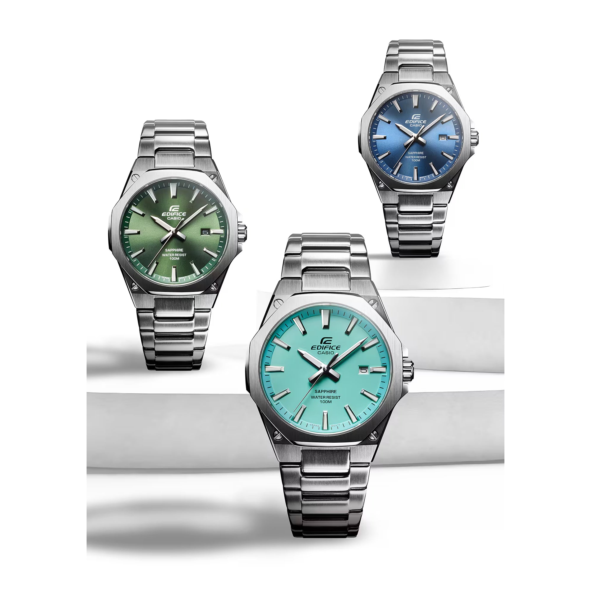 Casio Edifice Slim Analogue Green Dial Stainless Steel Bracelet Men's Watch EFR-S108D-3AVUEF