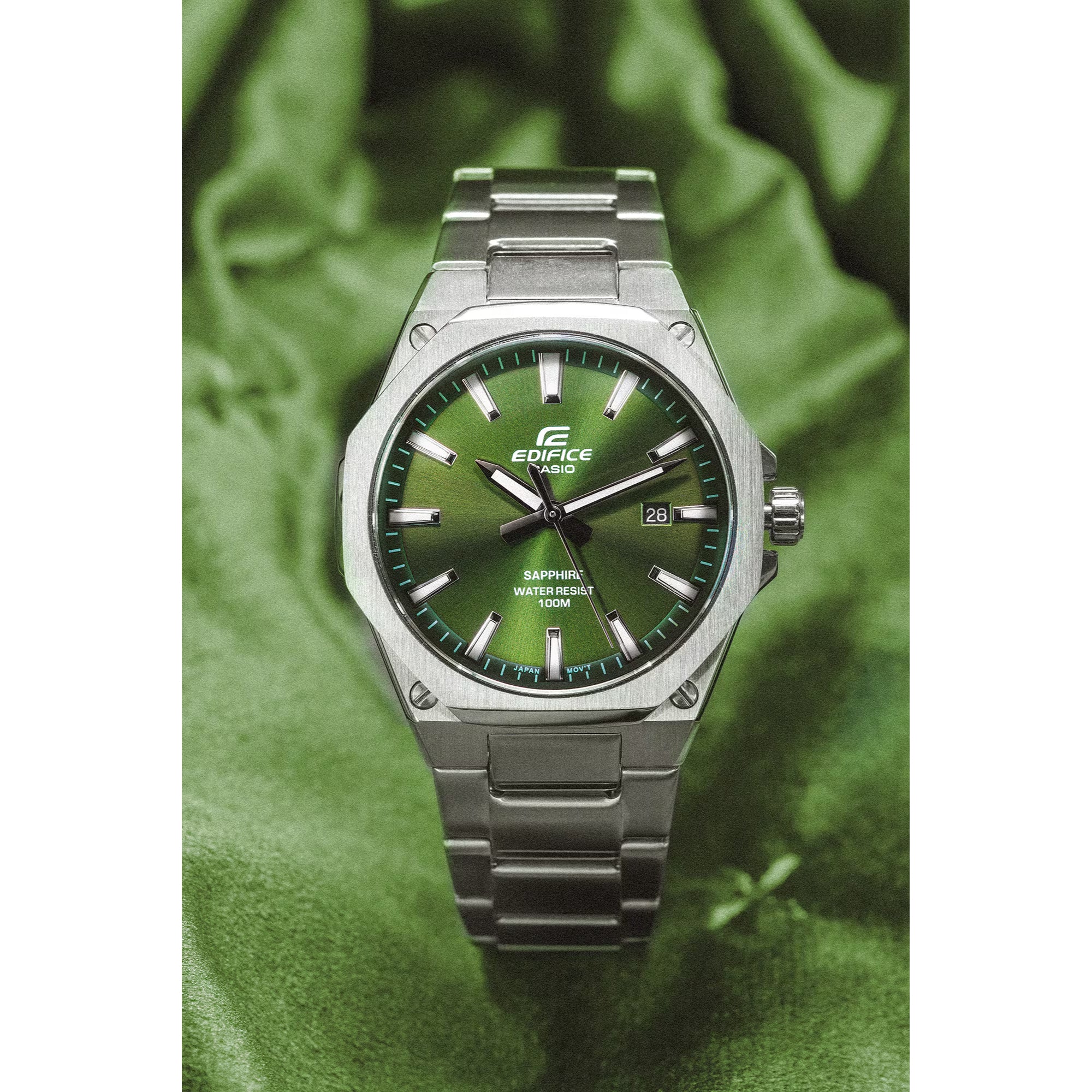 Casio Edifice Slim Analogue Green Dial Stainless Steel Bracelet Men's Watch EFR-S108D-3AVUEF