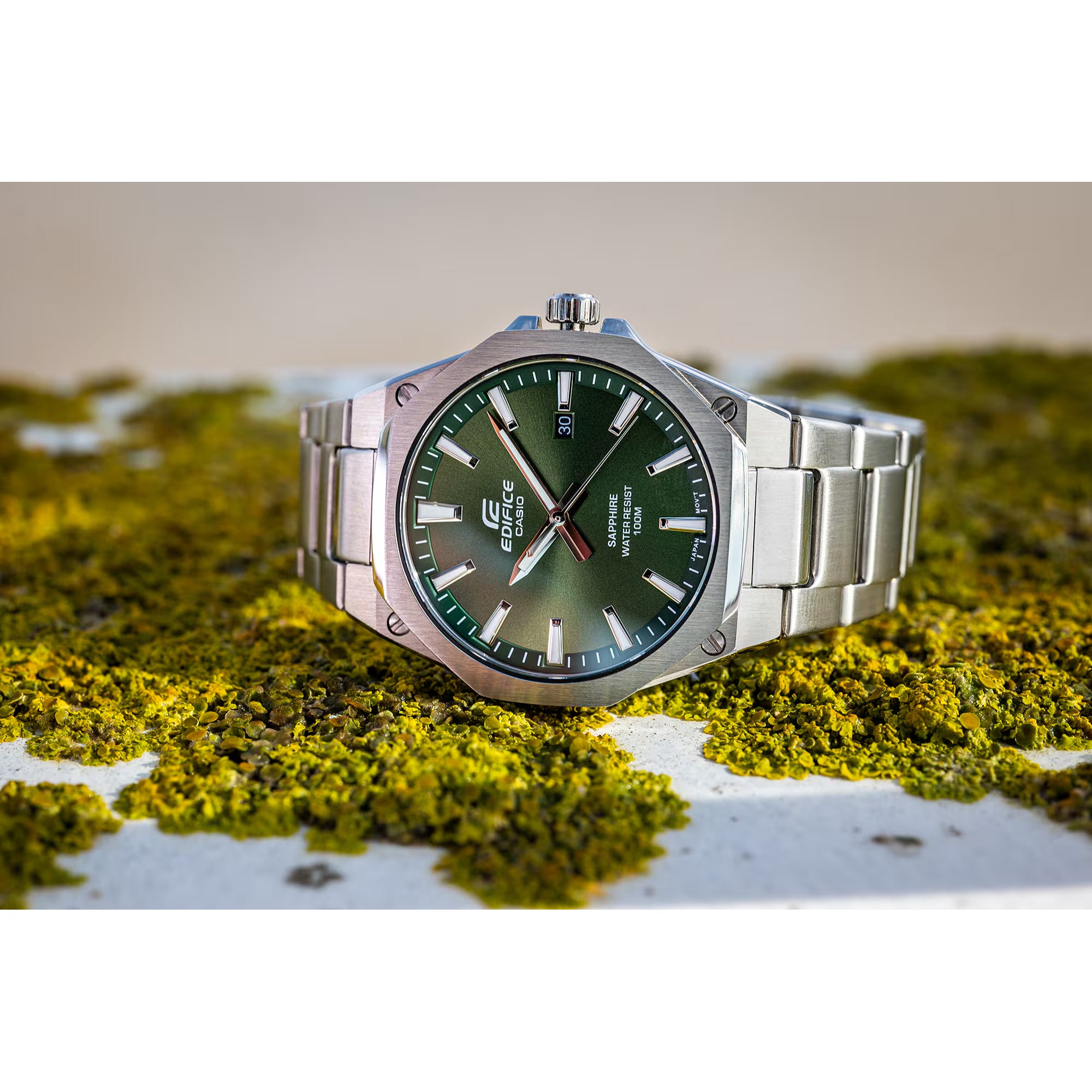 Casio Edifice Slim Analogue Green Dial Stainless Steel Bracelet Men's Watch EFR-S108D-3AVUEF