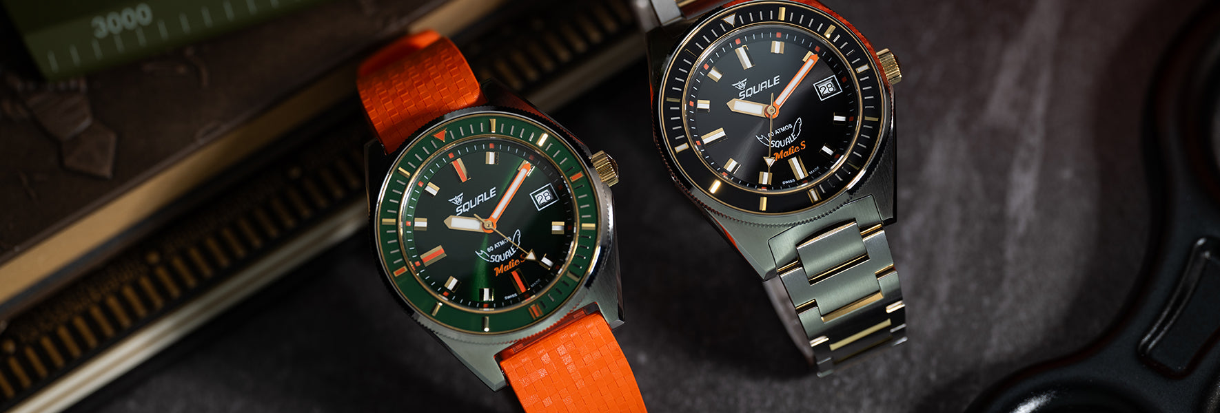 Squale Matic S 39.5mm Green Dial Rubber Mens Automatic Watch MATICGGRG