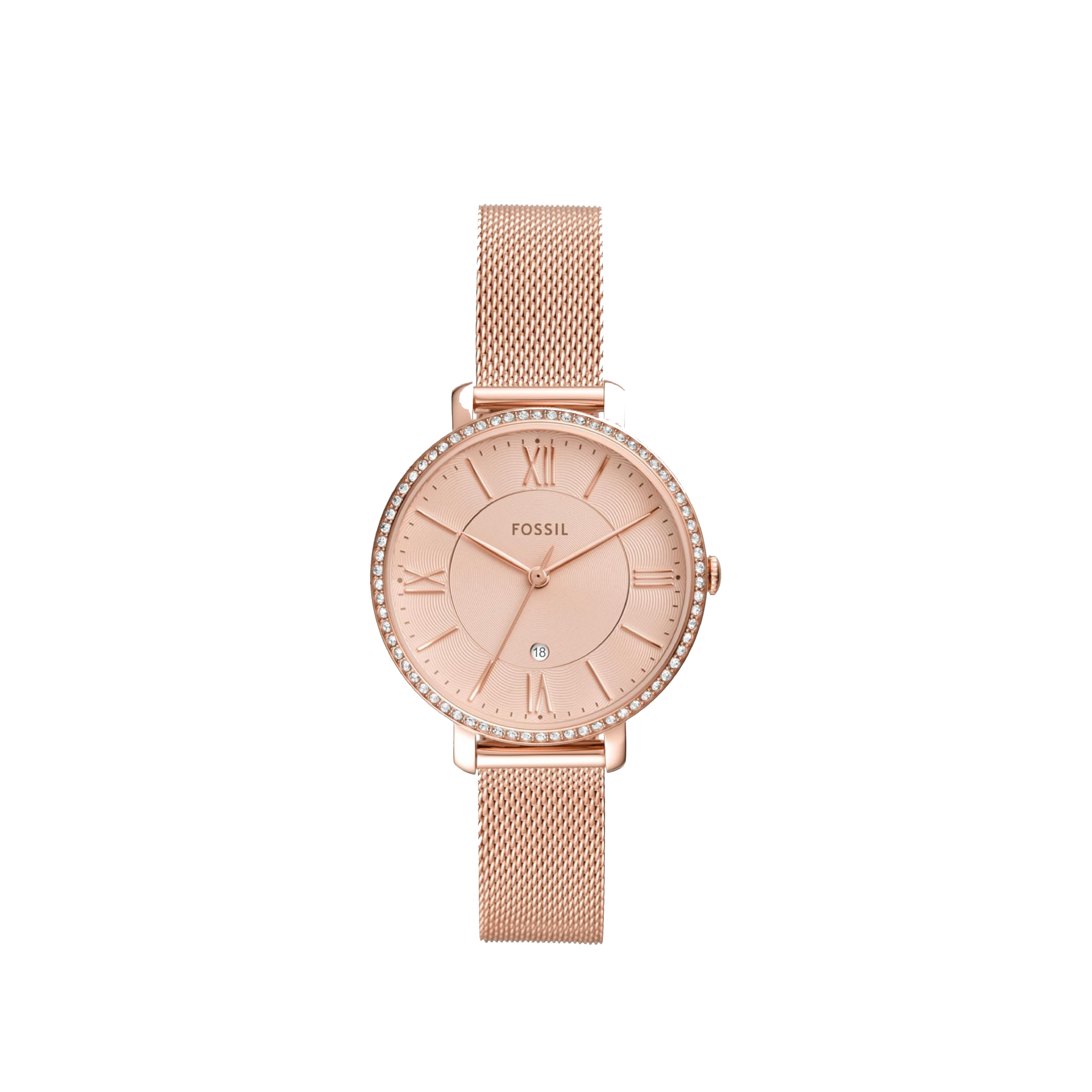 Fossil Jacqueline Date Rose Gold-Tone Stainless Steel Rose Gold Dial Women’s Watch ES4628