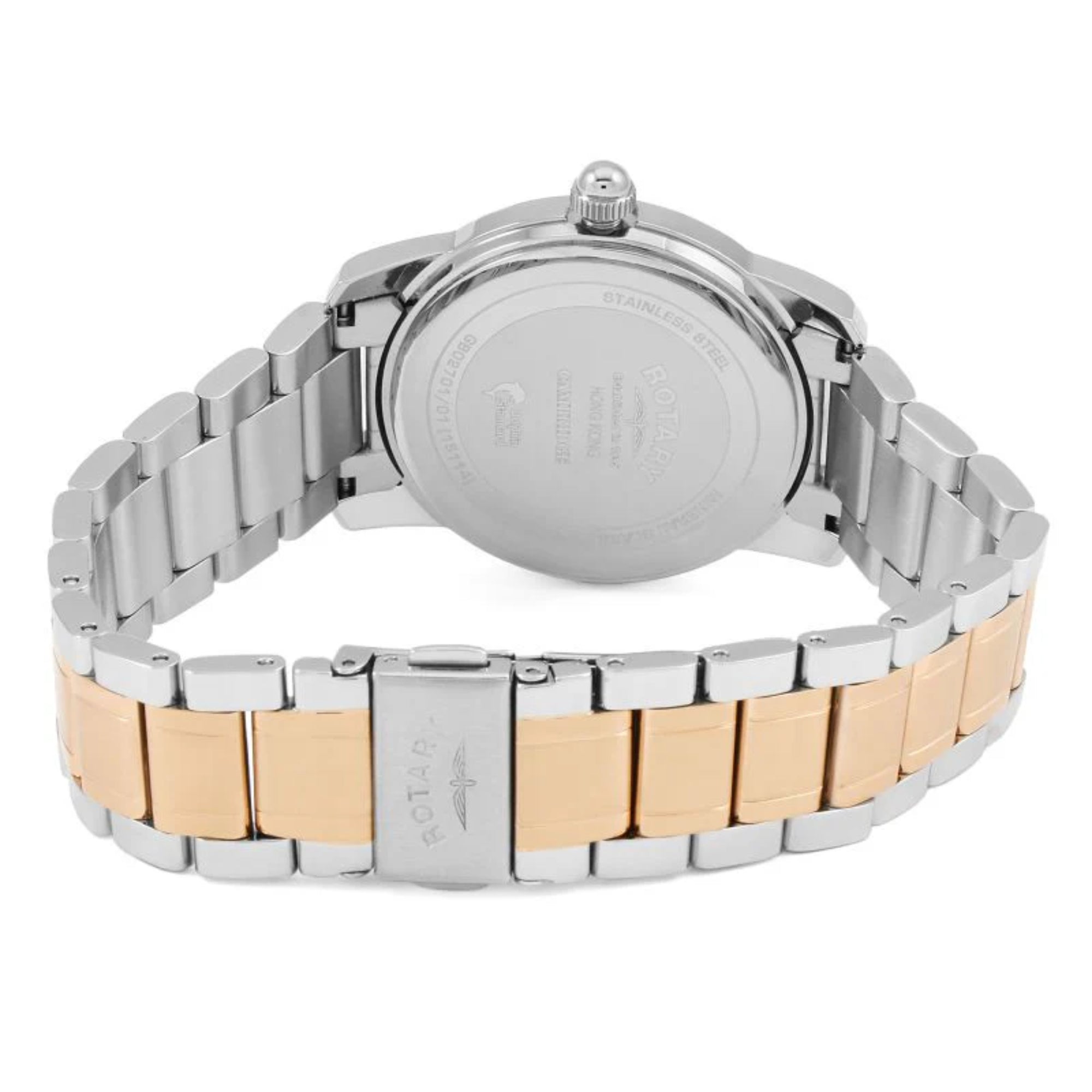 Rotary Cambridge Two Tone Strap Rose Gold Stainless Steel Case Men's Watch GB02701/01