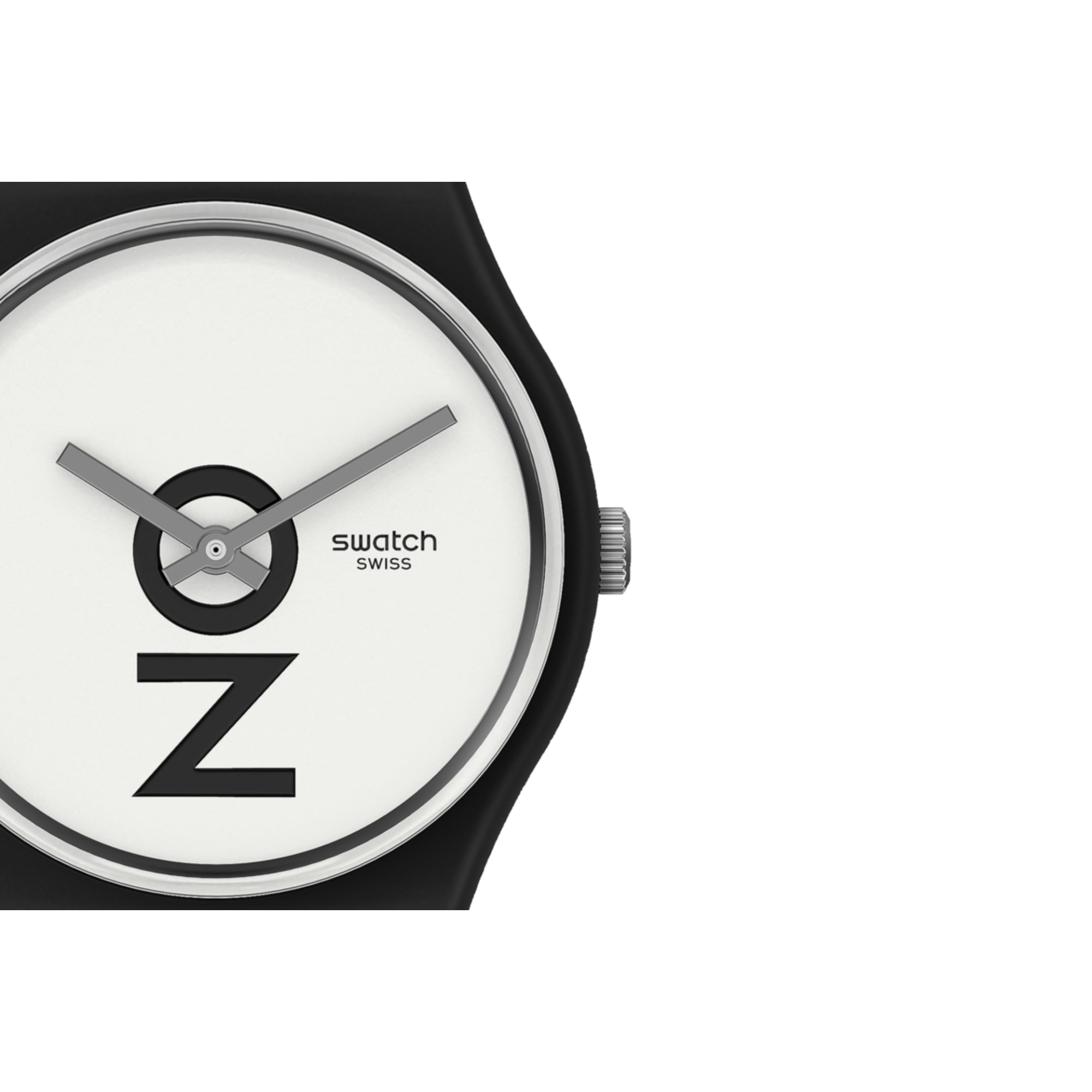 Swatch Always There Quartz White Dial Black Silicone Strap Watch GB328