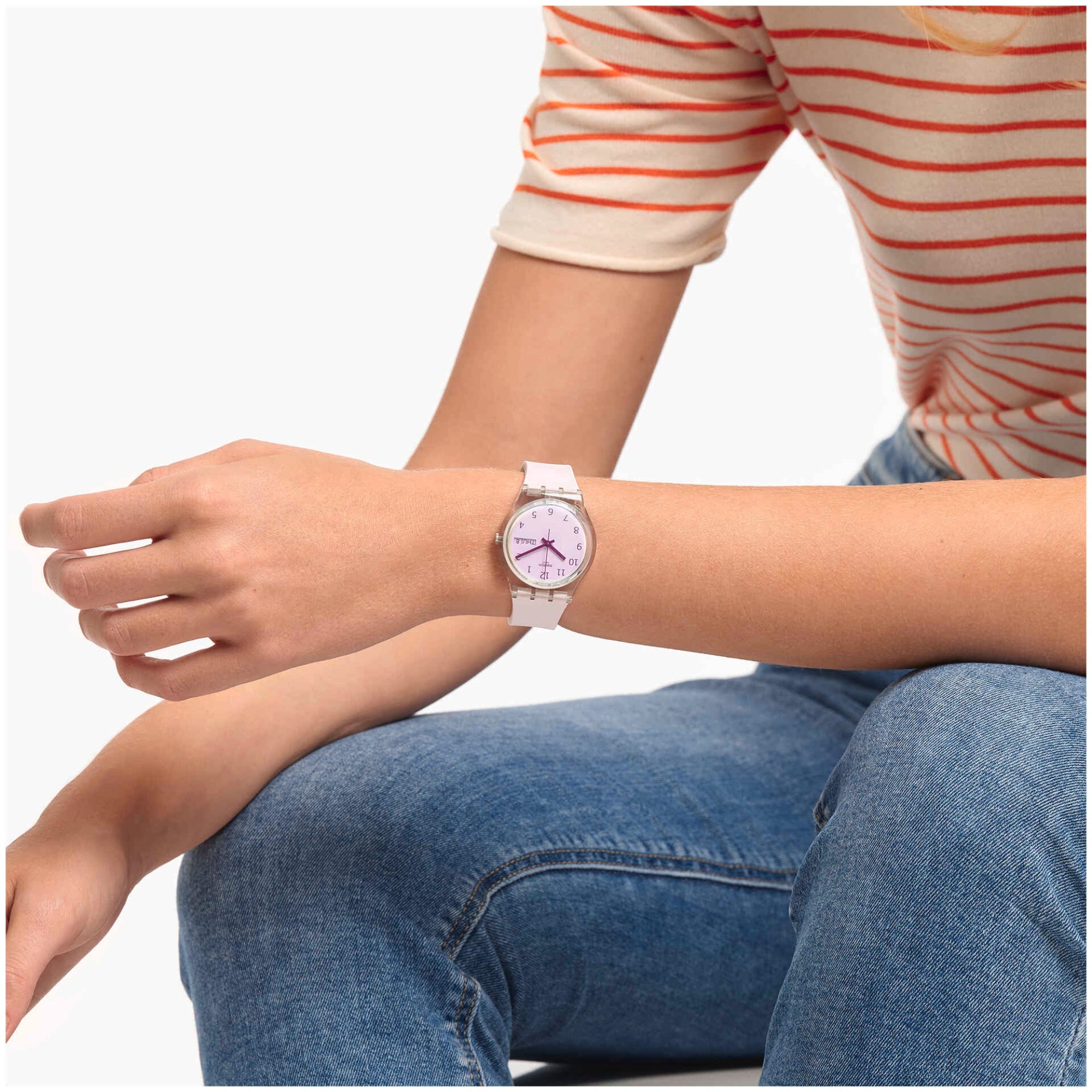 Swatch Ultrarose White Dial Silicone Strap Unisex Watch GE714