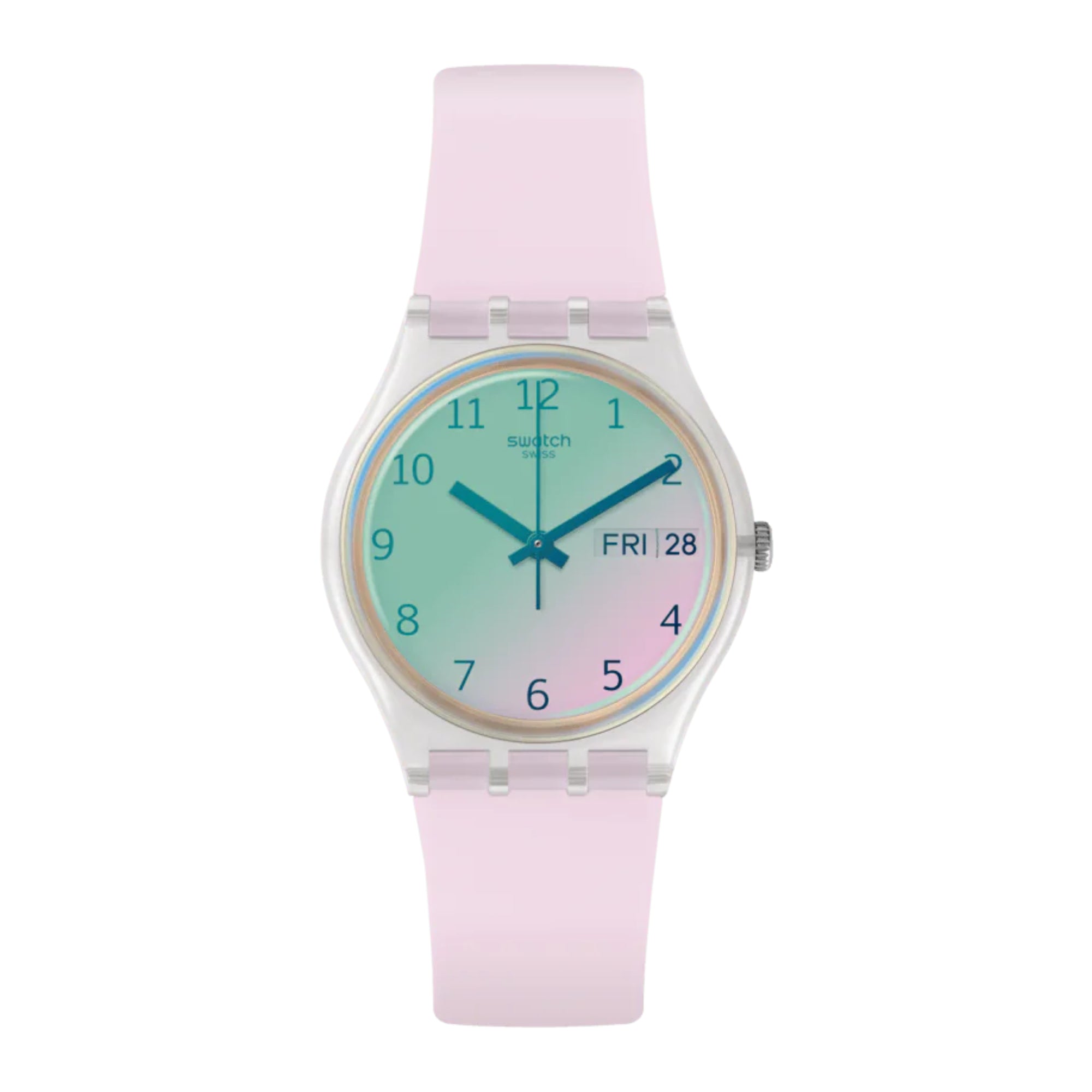 Swatch Ultrarose White Dial Silicone Strap Unisex Watch GE714
