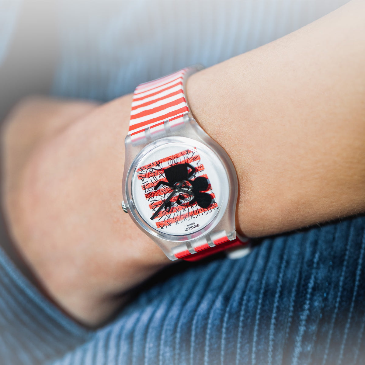 Swatch Disney Mickey Mariniere White Dial Silicone Strap Unisex Watch GZ352