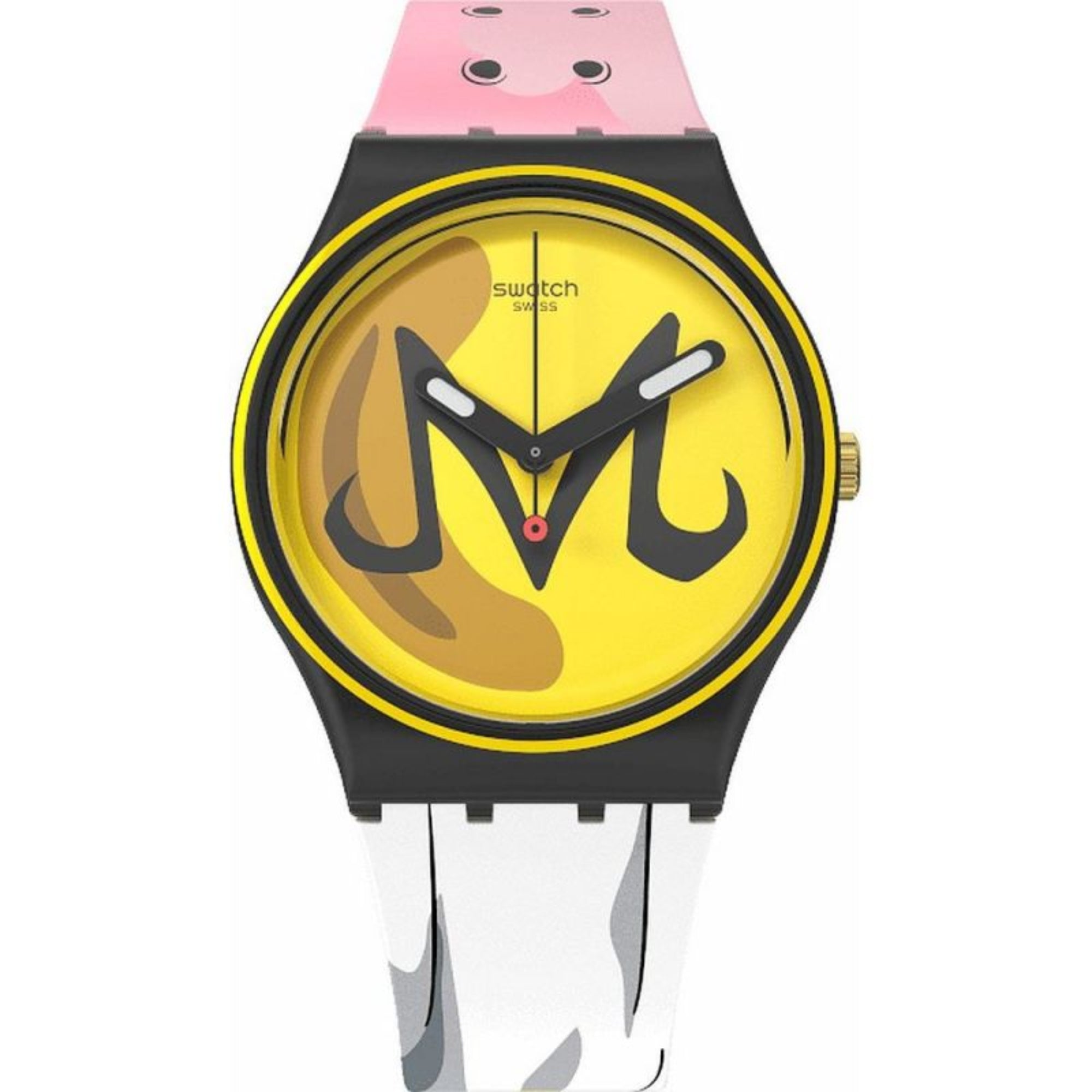 Swatch Dragon Ball Z Majin Buu Original Gent Yellow Dial Silicone Dial Unisex Watch GZ358