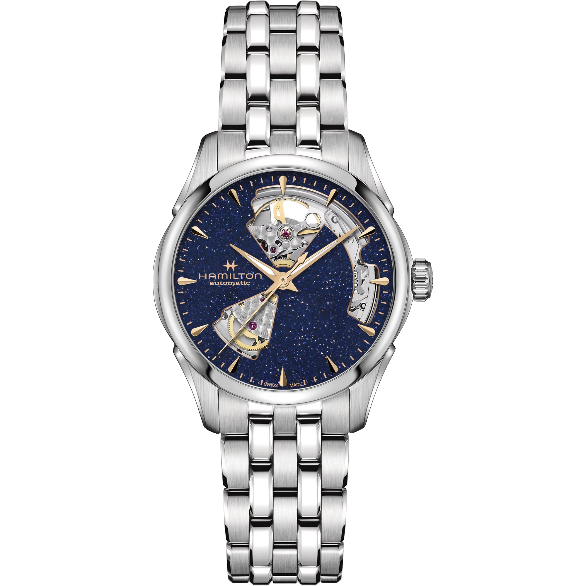 Hamilton Jazzmaster Open Heart Lady Auto Blue Dial Steel Strap Unisex Watch H32215142