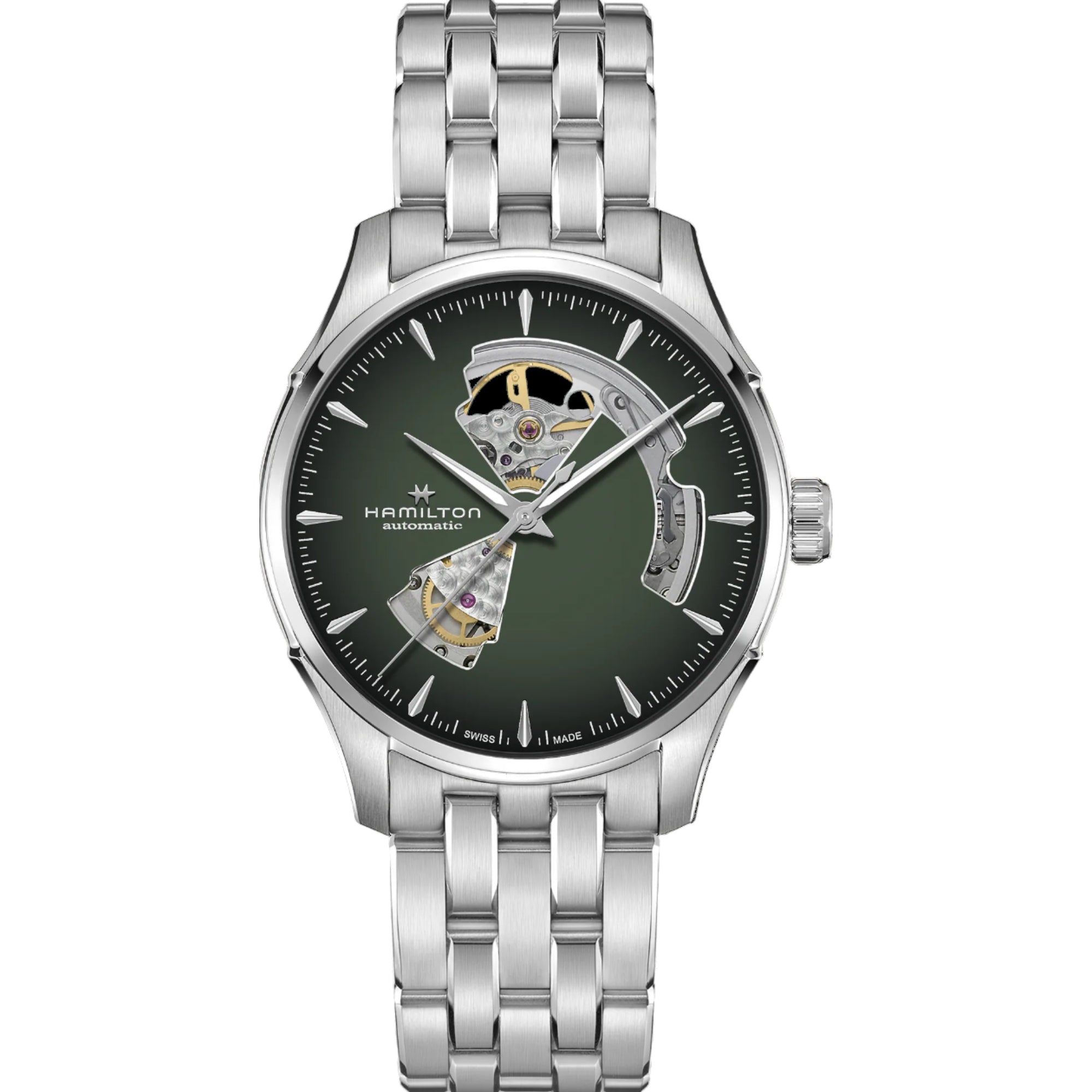 Hamilton Jazzmaster Open Heart Automatic Green Dial Steel Strap Men's Watch H32675160