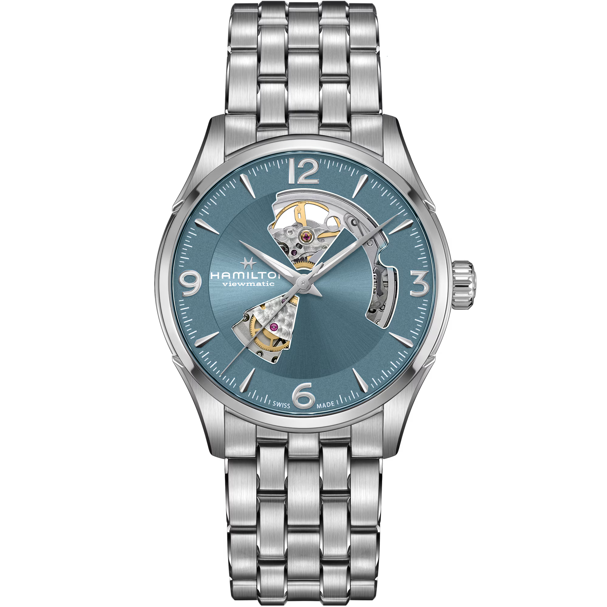 Hamilton Jazzmaster Open Heart Automatic Blue Dial Steel Strap Men's Dress Watch H32705142