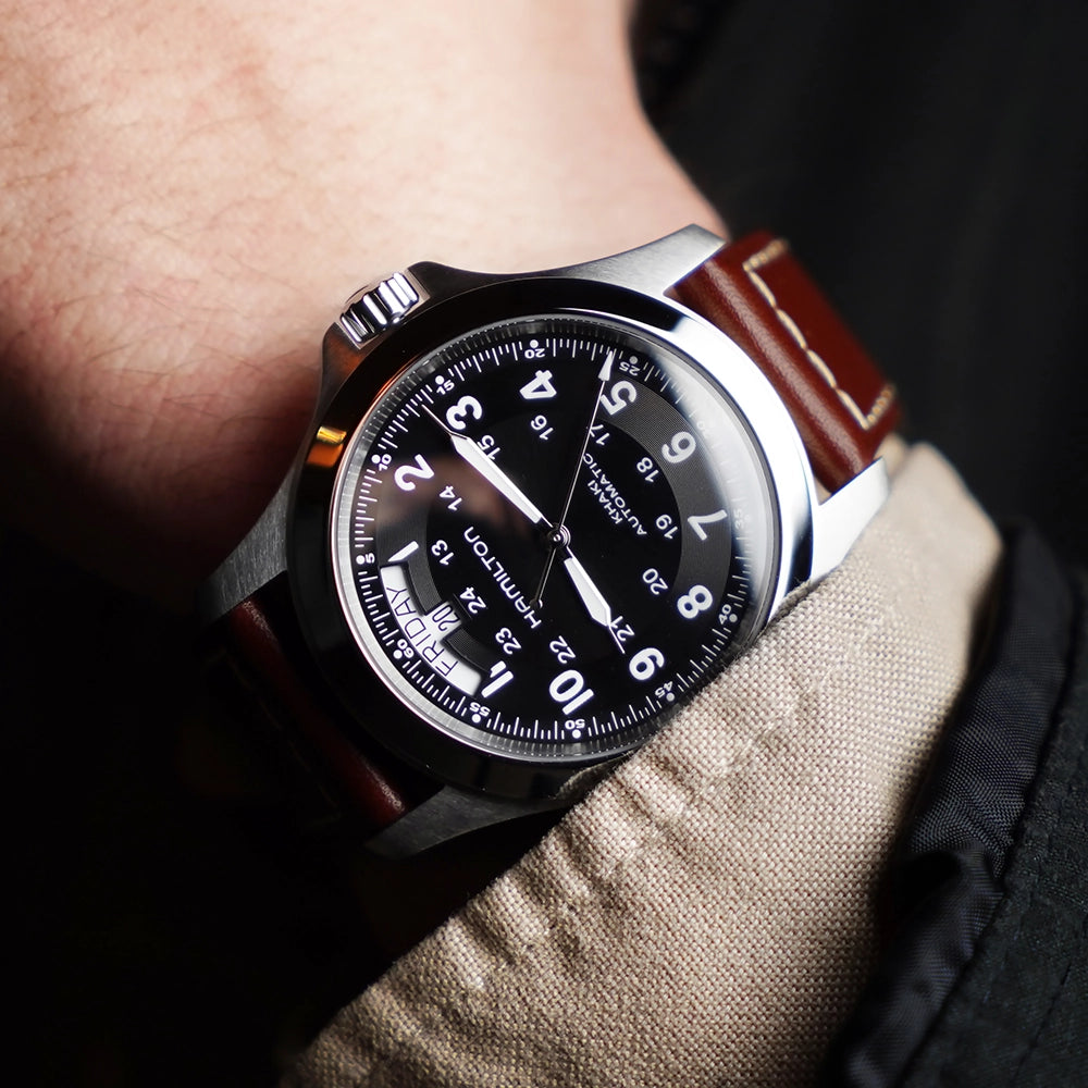 Hamilton Khaki Field King Automatic Black Dial Brown Leather Strap Men's Watch H64455533