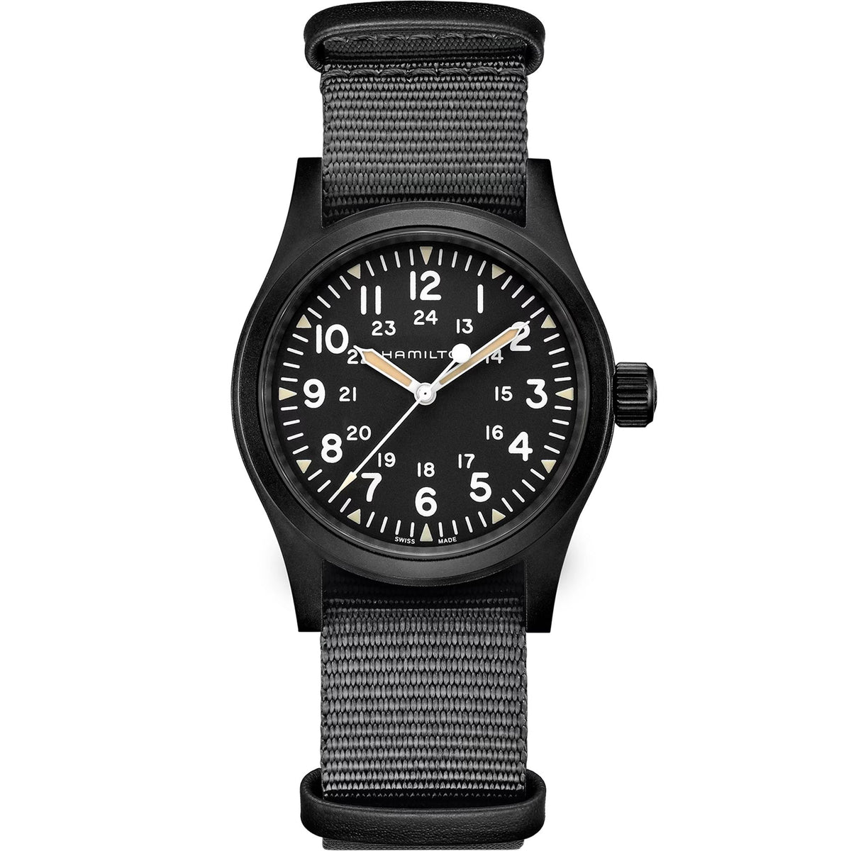 Hamilton Khaki Field 38mm Black Dial NATO Mens Mechanical Watch H69409930