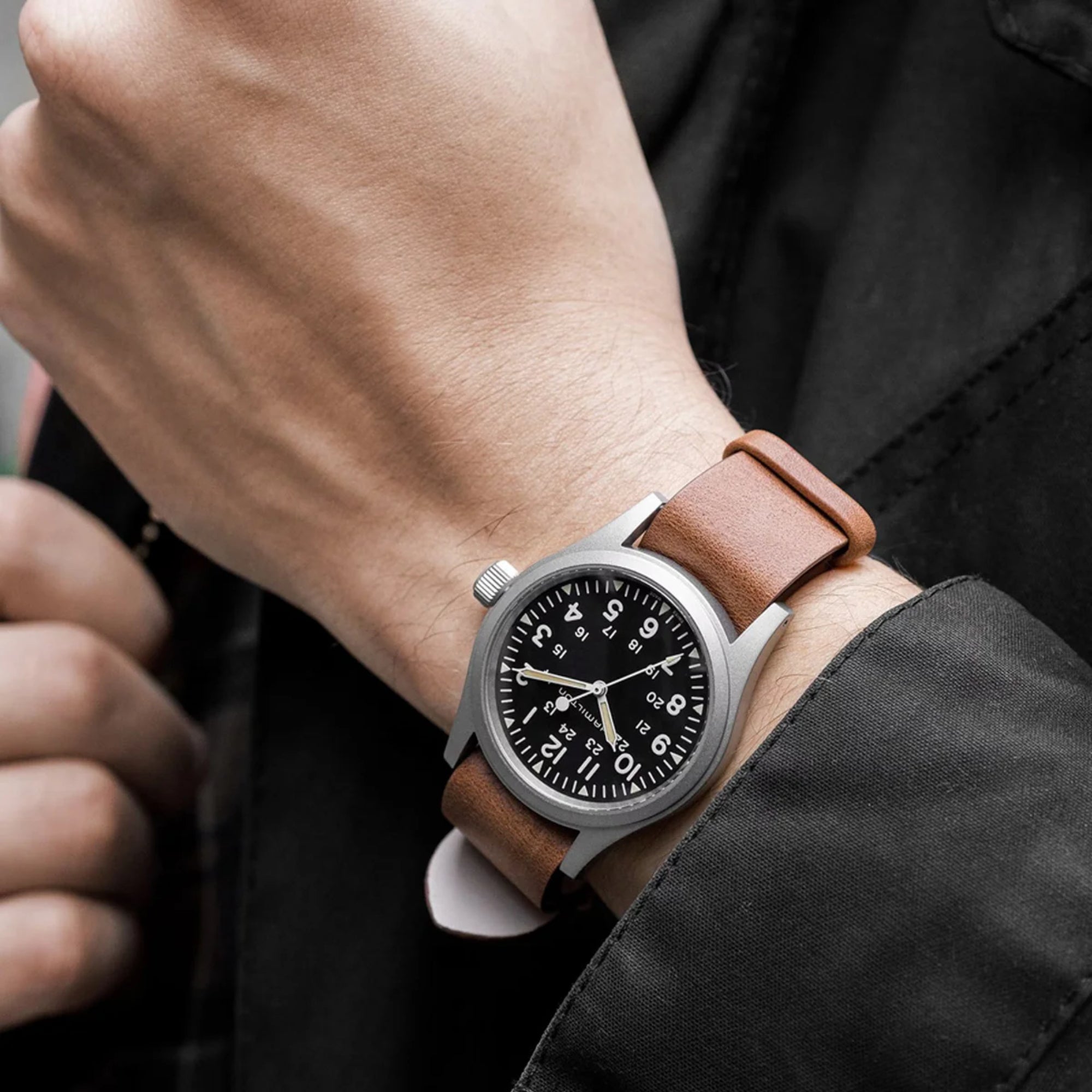 Hamilton Khaki Field Mechanical Black Dial Leather Strap Men’s Watch H69439531