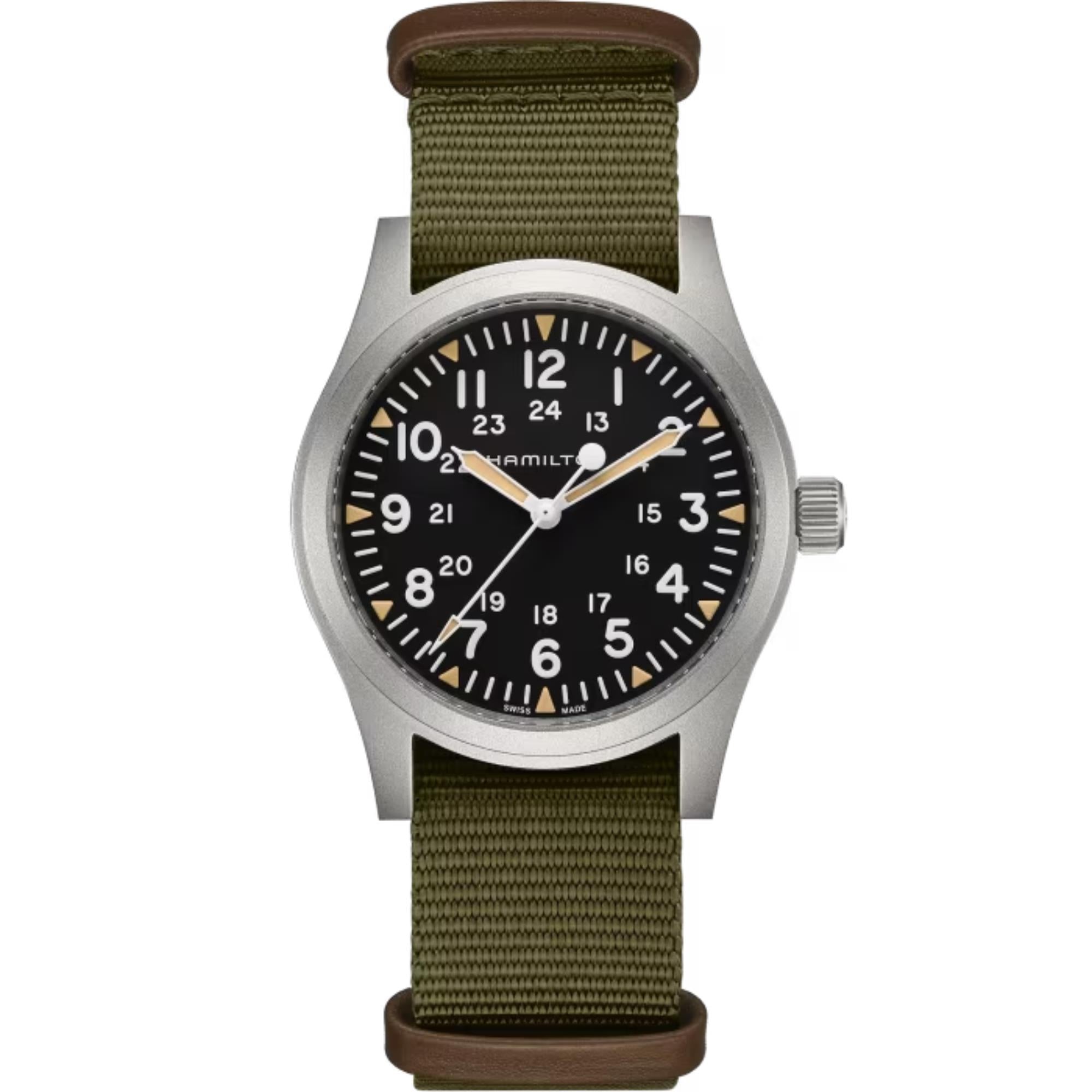 Hamilton Khaki Field Mechanical Black Dial Green NATO Strap Men's Watch H69529933