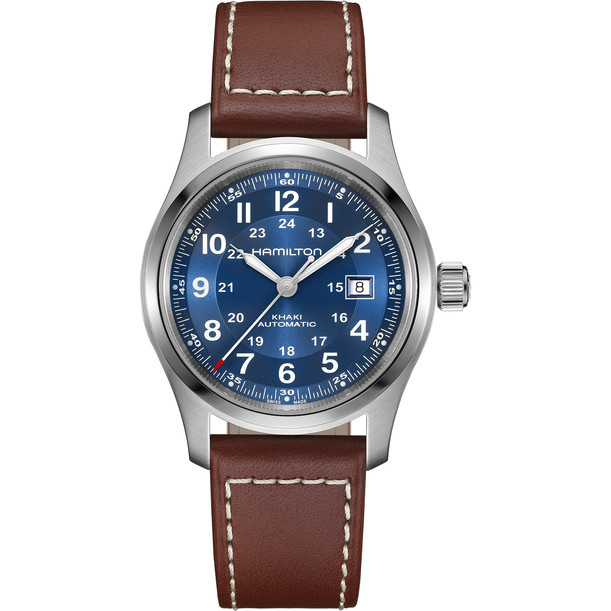 Hamilton Khaki Field Auto Blue Dial Leather Strap Men's Watch H70605540