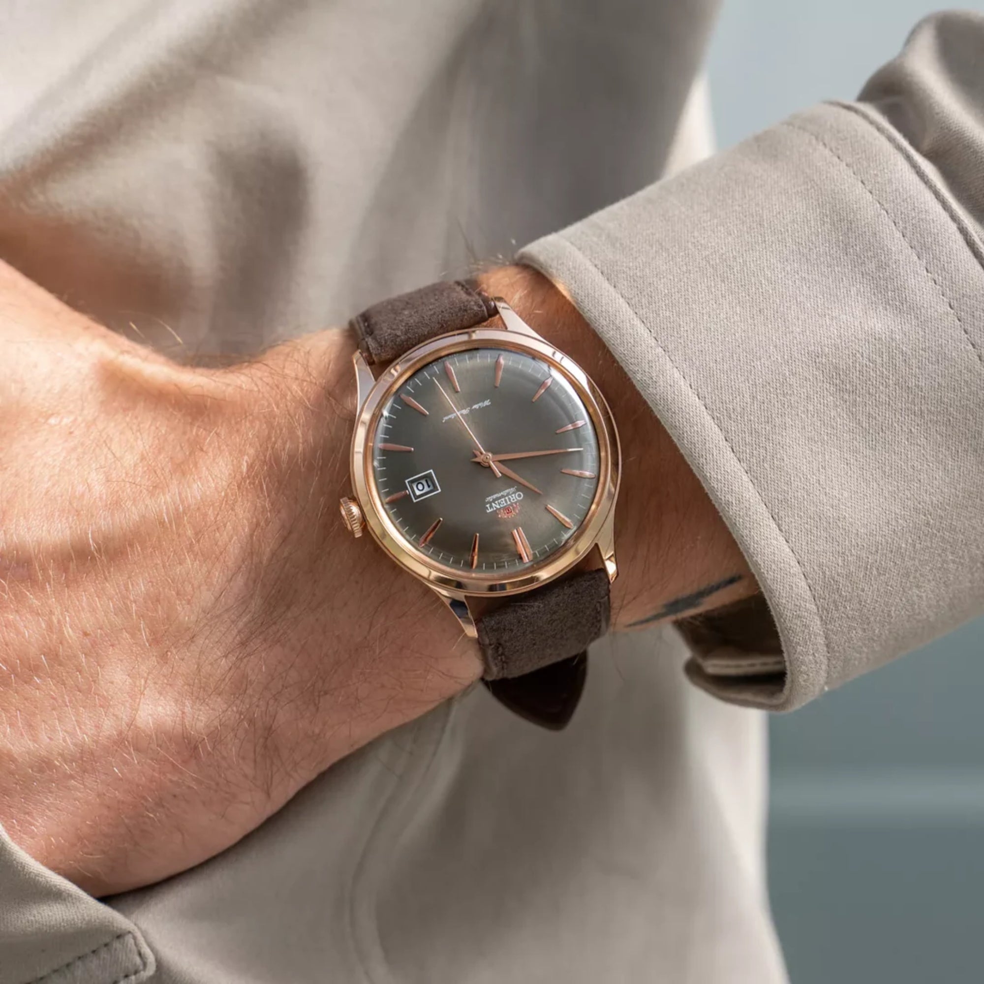 Orient Bambino Classic Vintage Style Automatic Bronze Dial Leather Strap Men’s Dress Watch RA-AC0P04Y30B
