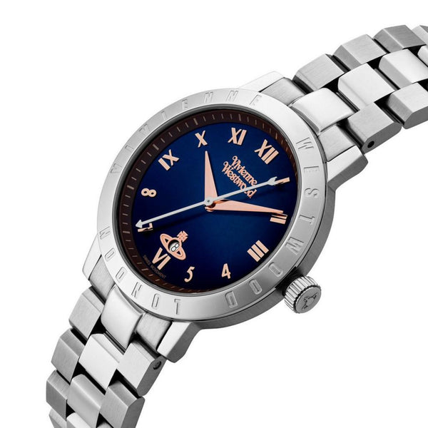Vivienne Westwood Bloomsbury Blue Dial Steel Strap Women's Watch VV152NVSL