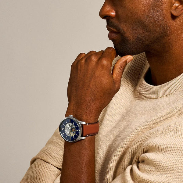 Fossil Townsman Automatic Light Brown Leather Blue Dial Men's Watch ME3154