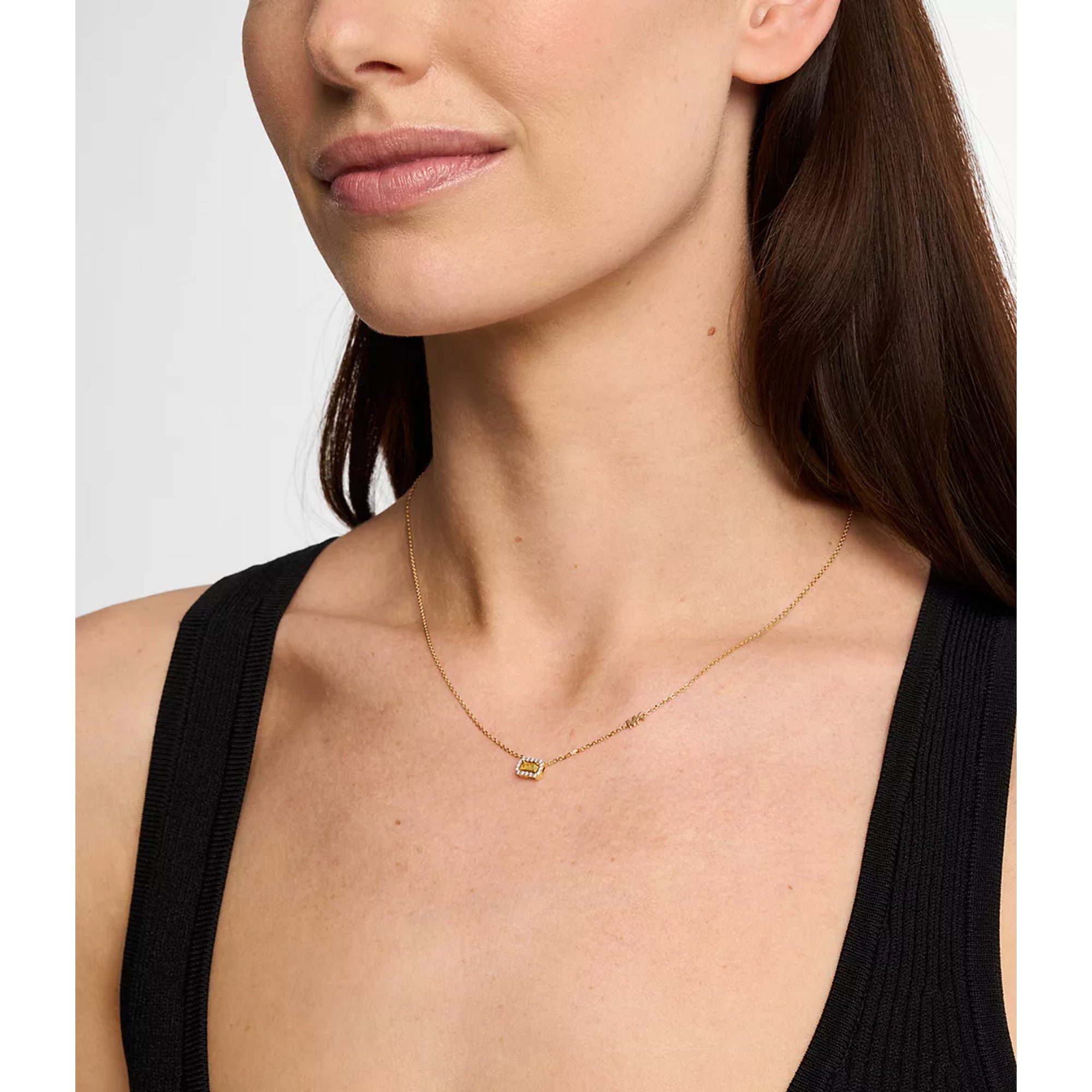 Michael Kors 14k Gold-Plated Sterling Silver Emerald Cut Pendant Women's Necklace MKC1835710
