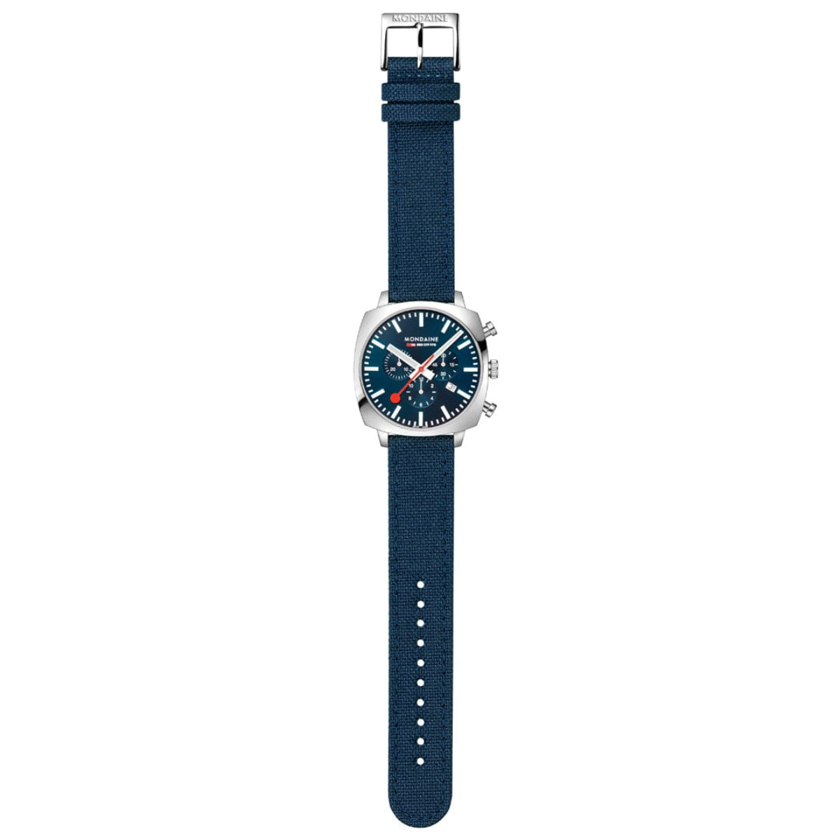 Mondaine Petite Cushion Square Blue Dial Textile Strap Unisex Watch MSL.41440.LD.SET
