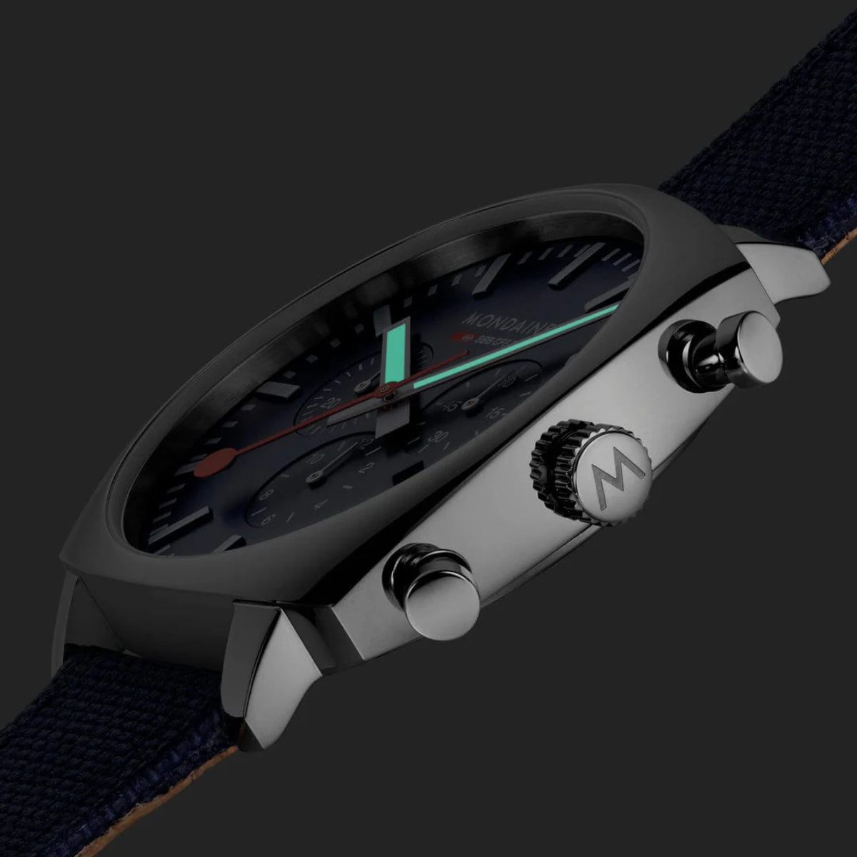 Mondaine Petite Cushion Square Blue Dial Textile Strap Unisex Watch MSL.41440.LD.SET