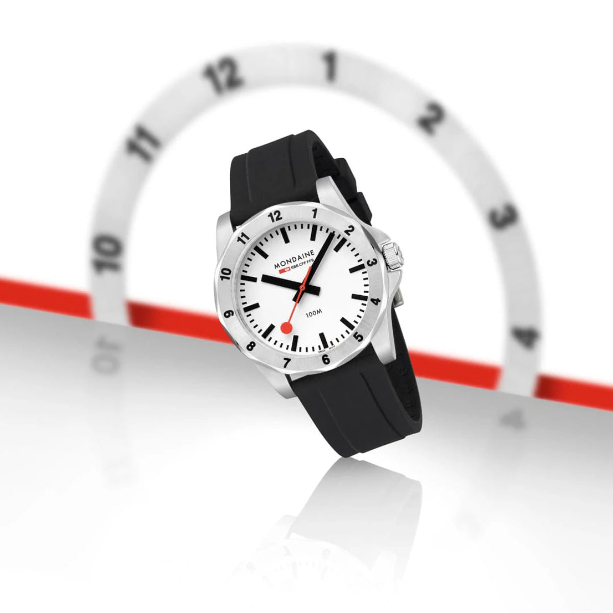 Mondaine Numeri Quartz White Dial Silicone Strap Men's Watch MSN.4211B.RB