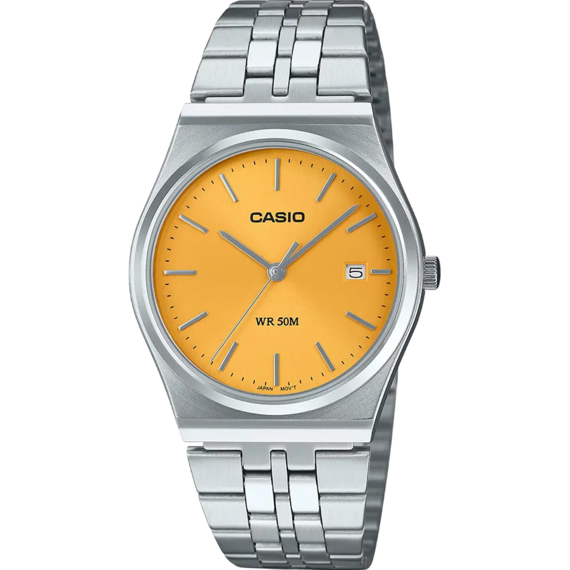 Casio MTP Series Standard Yellow Dial Steel Strap Men's Watch MTP-B145D-9AVEF