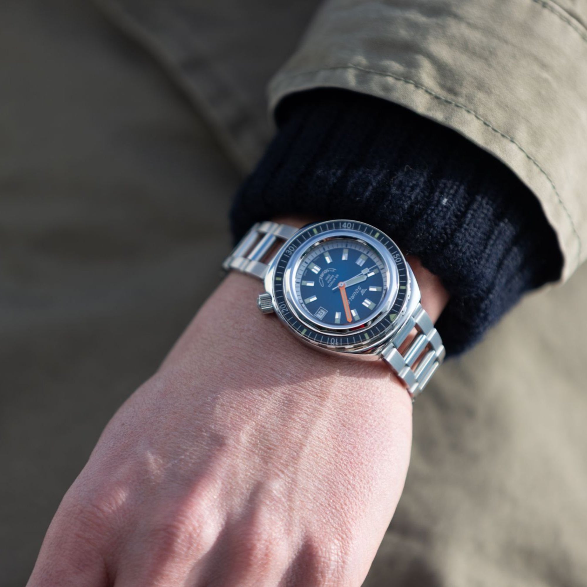 Squale 2001 Automatic Sunray Blue Dial Steel Strap Men's Watch 2001BKBL.AC