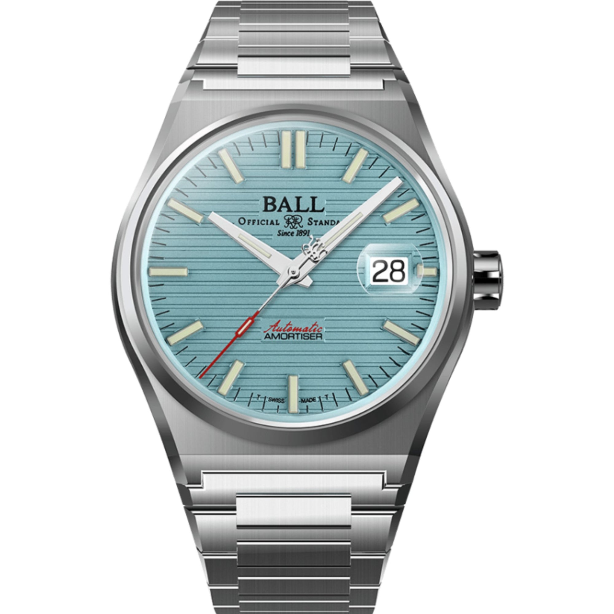 BALL Roadmaster Perseverer Ice Blue Dial Steel Strap Men’s Watch NM9050C-S1-IBE