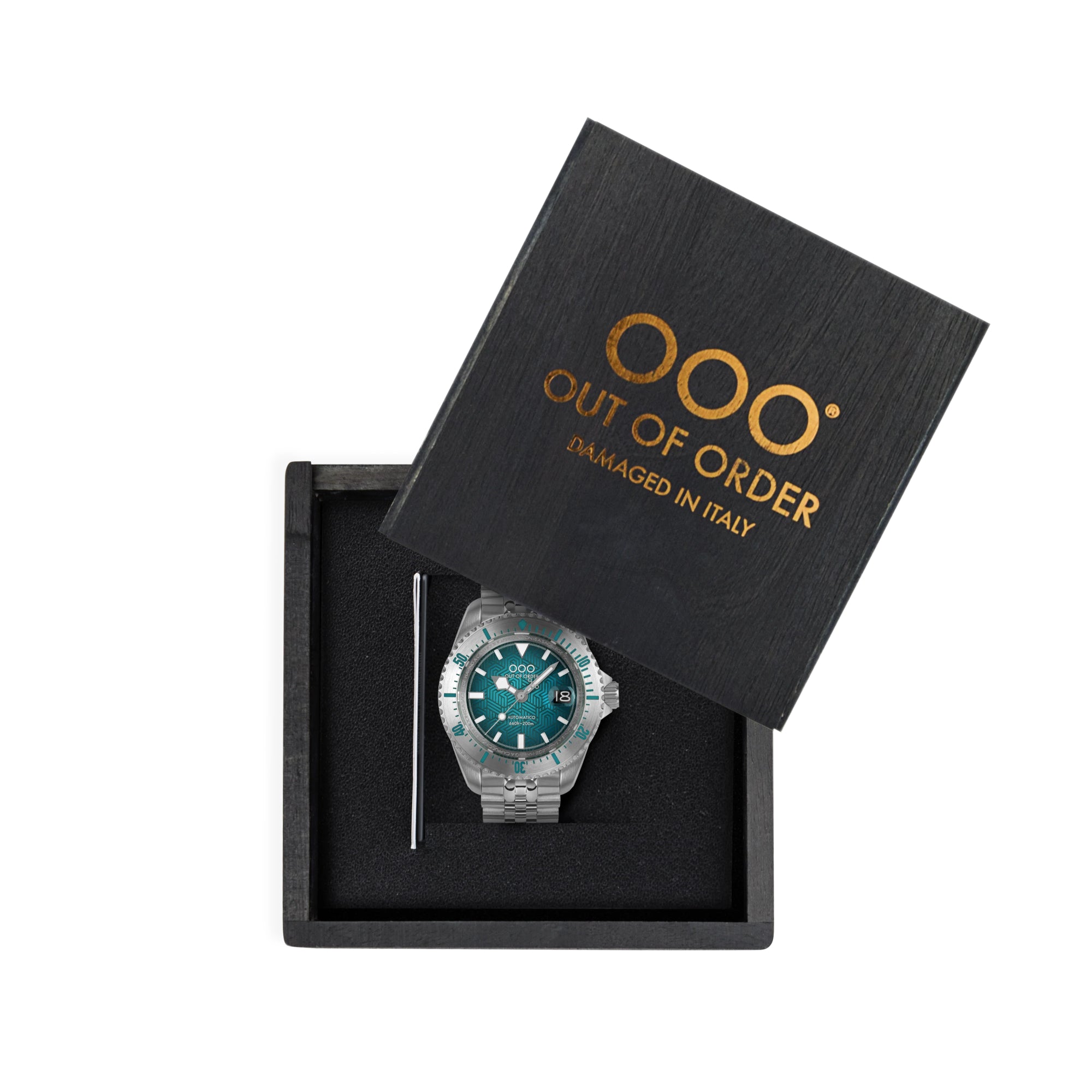 Out of Order Diverissimo Azteco Ottanio Aqua Green Dial Steel Strap Men's Watch OOO.001-32.OT