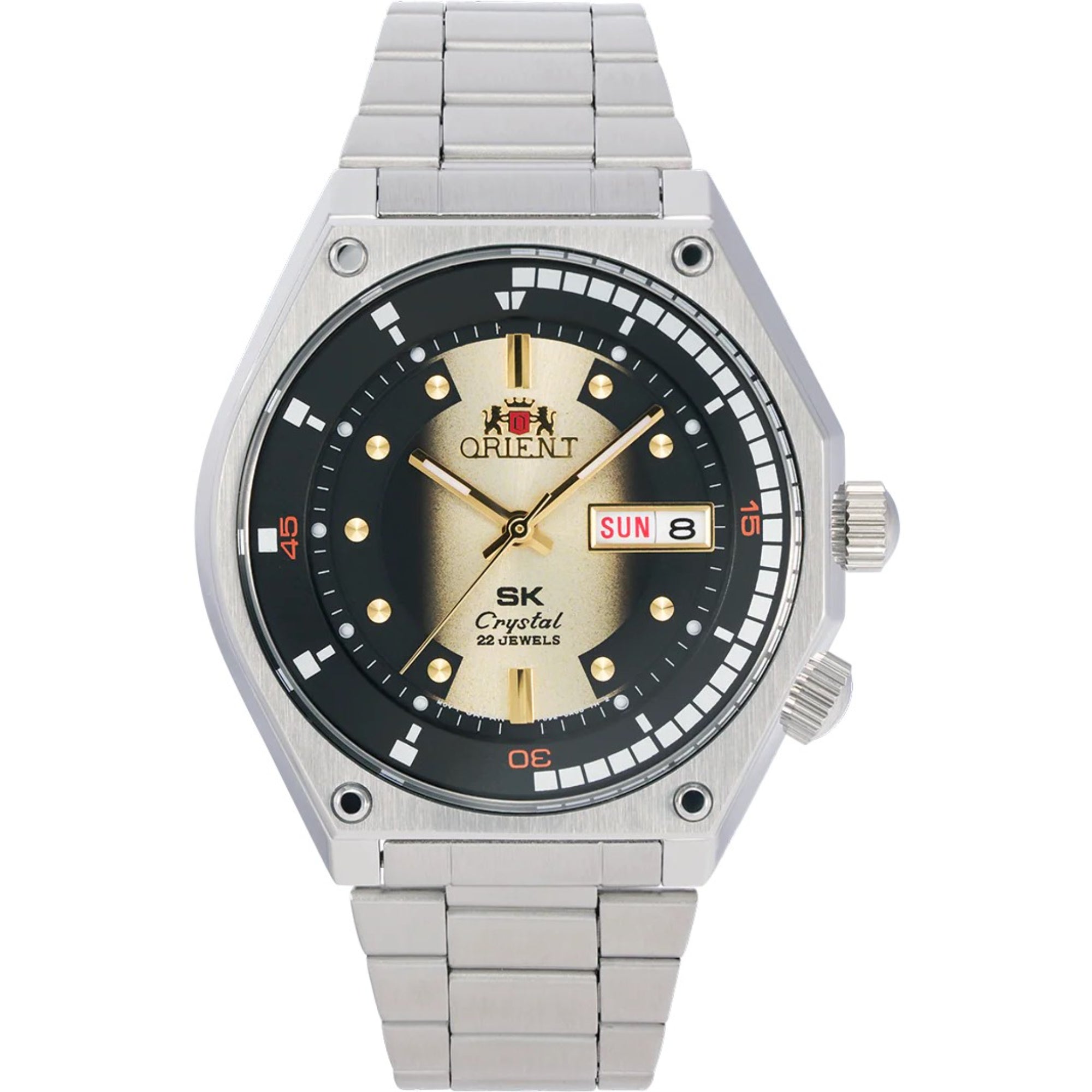 Orient Revival Super King Diver Automatic Golden Dial Steel Strap Men's Watch RA-AA0B01G39B