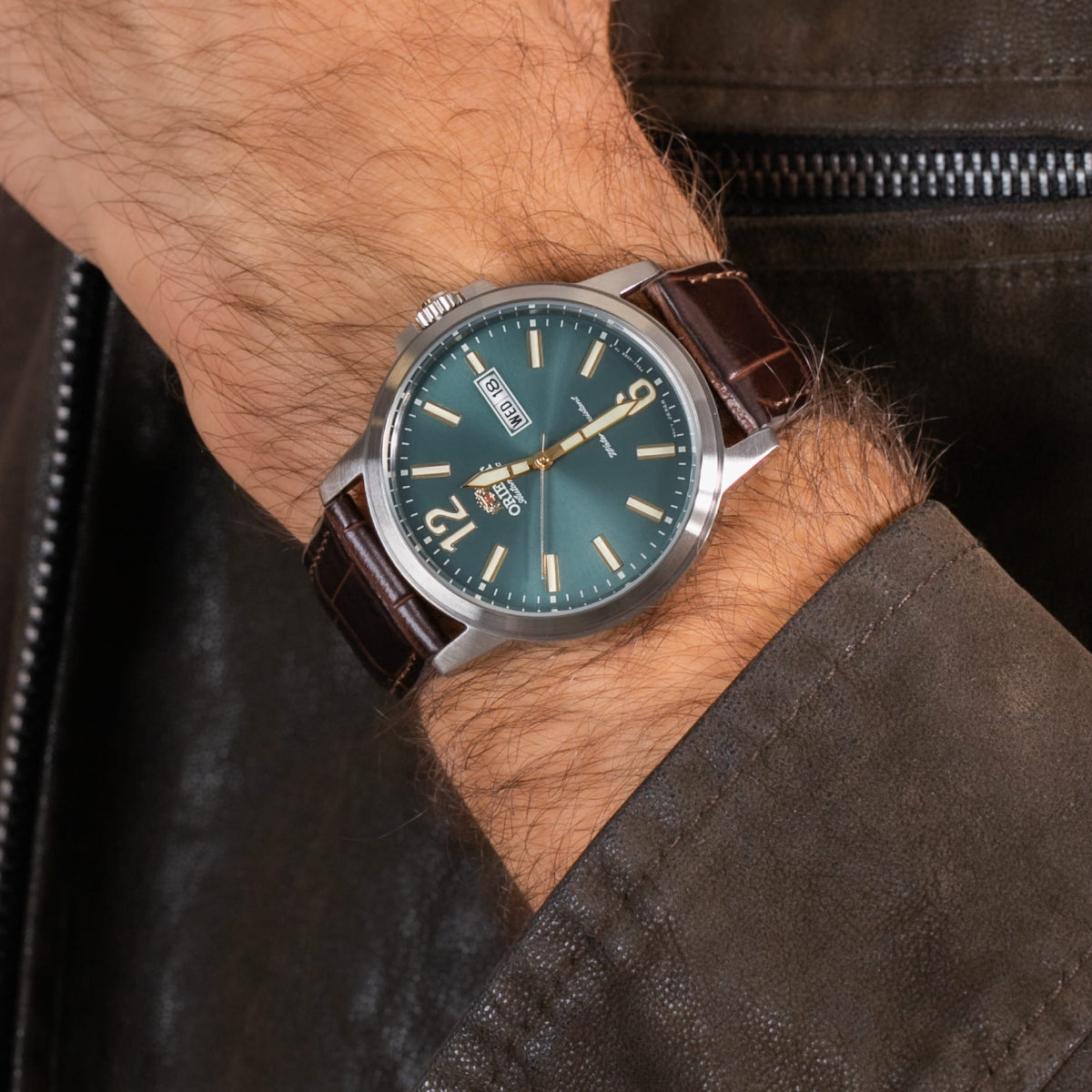 Orient Contemporary Automatic Green Dial Leather Strap Men’s Watch RA-AA0C06E39B