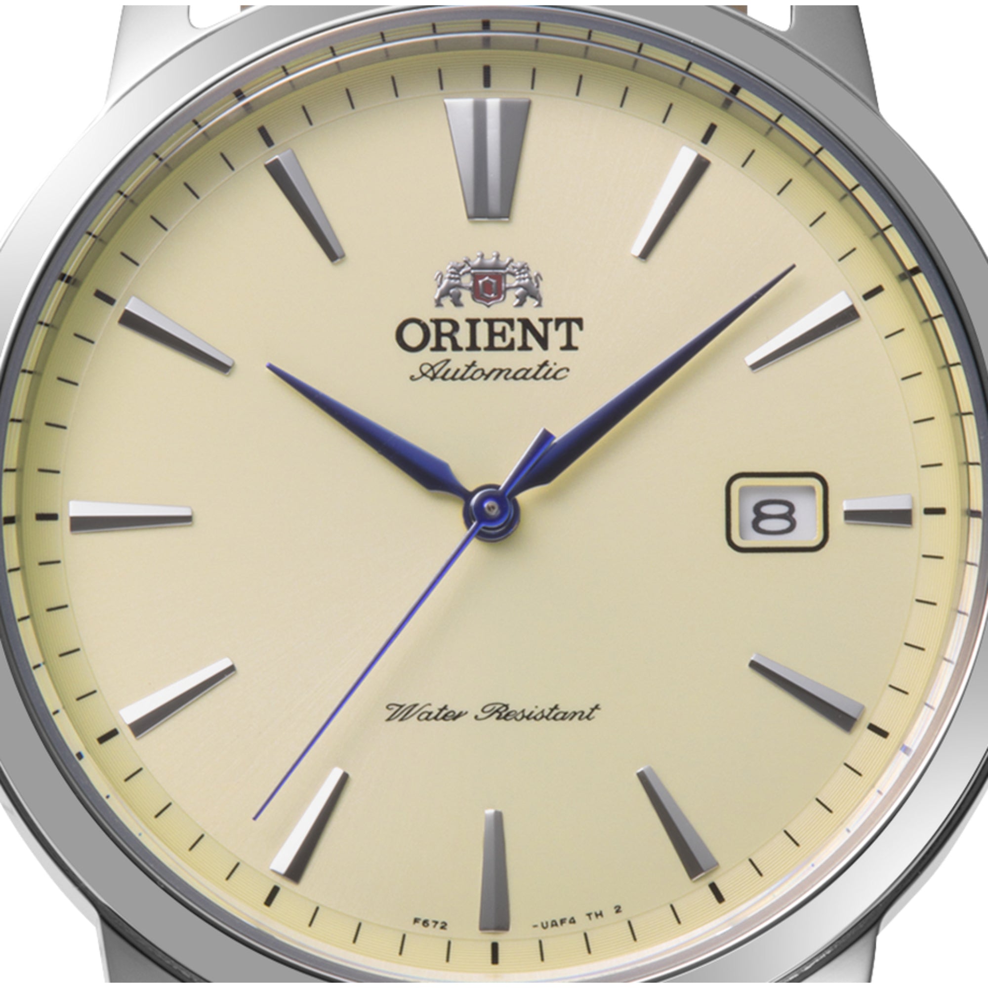 Orient Bambino Classic European Exclusive Automatic Ivory Dial Leather Strap Men's Dress Watch RA-AC0F16S30B